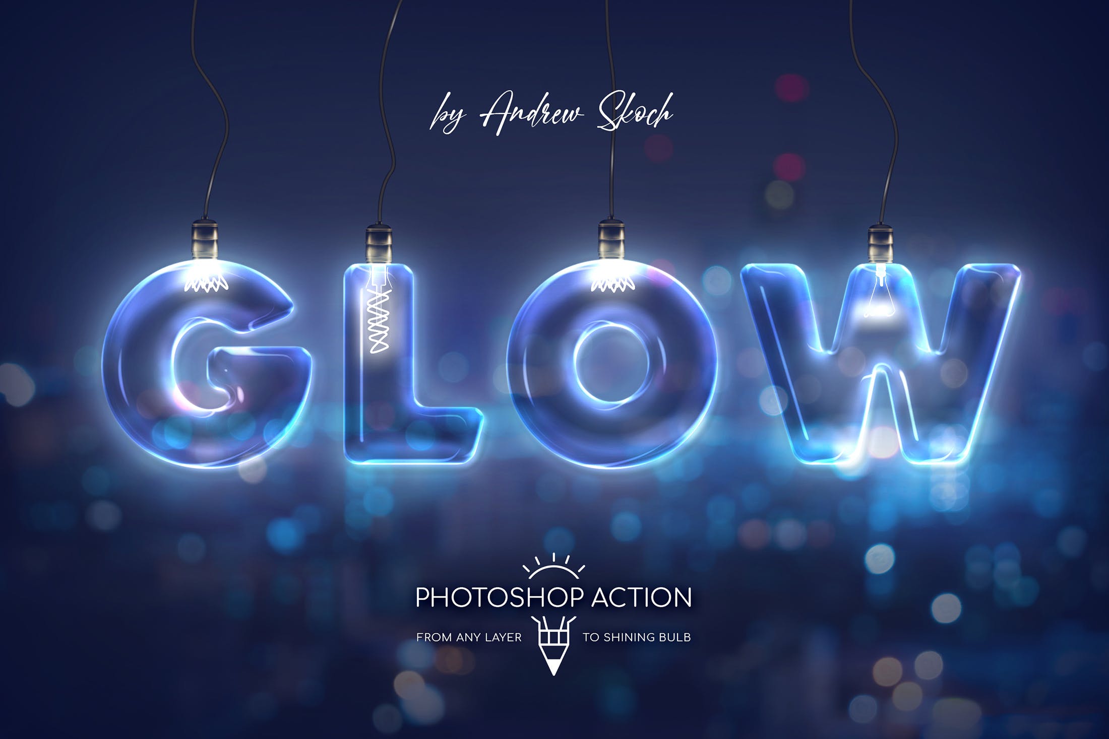 发光灯泡英文字母文字特效蚂蚁素材精选PS动作 Light Bulb – Photoshop Action插图(6)