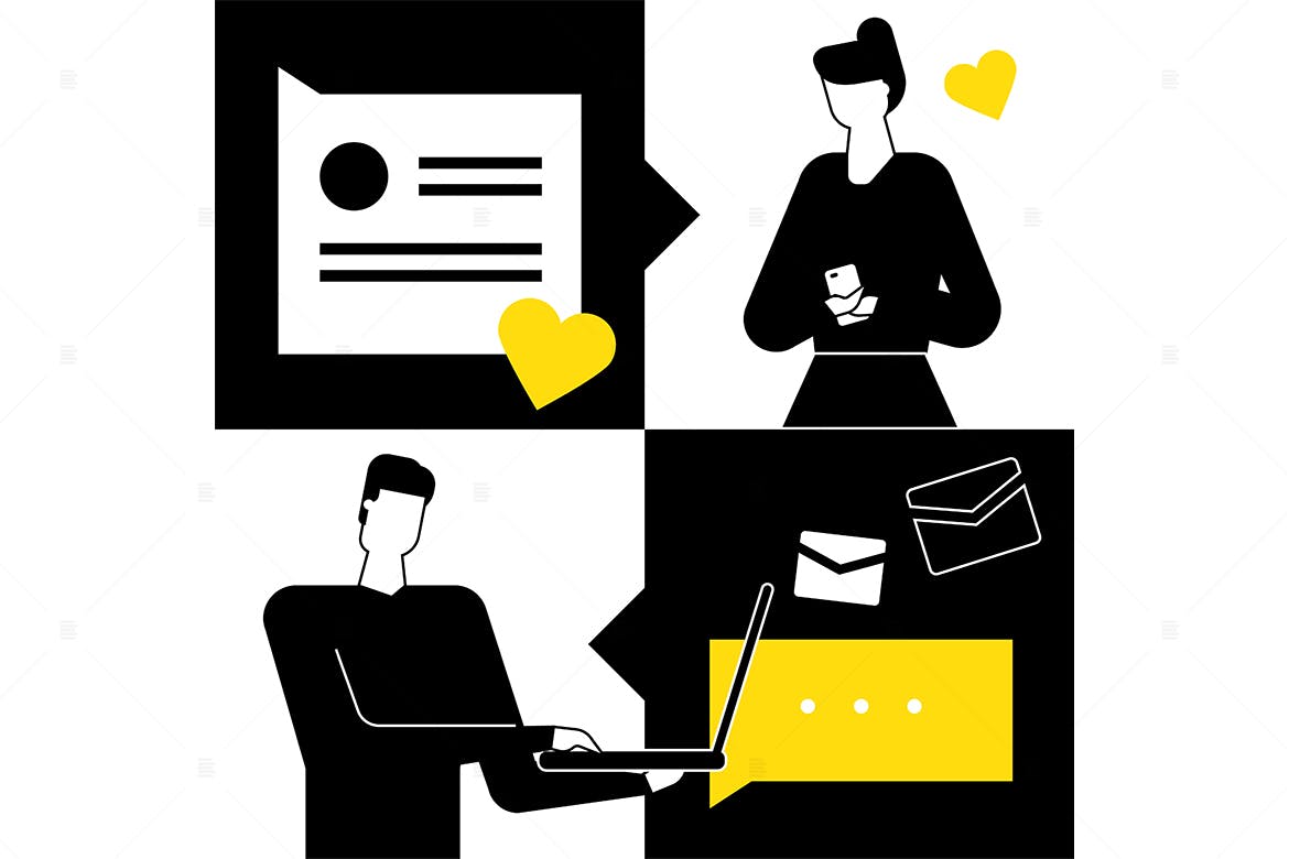 网上约会主题扁平设计风格矢量插画第一素材精选 Dating app – flat design style vector illustration插图