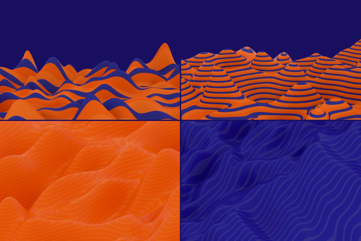 3D抽象波纹线条高清背景图素材 3D Abstract Wavy Lines Backgrounds插图8