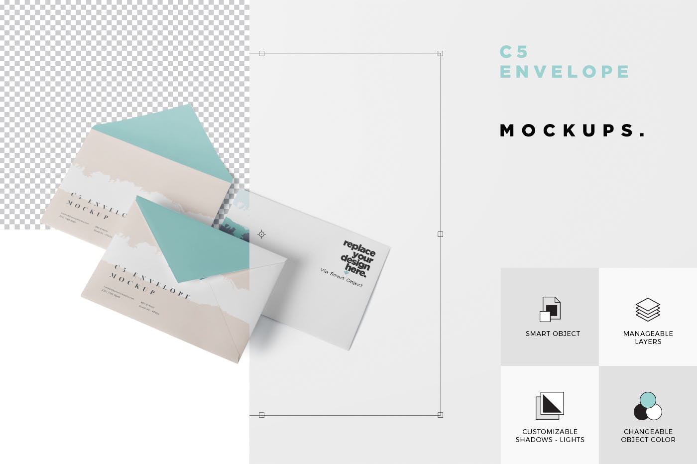 C5规格企业信封设计效果图第一素材精选 Envelope C5 Mock-Up Set插图(5)