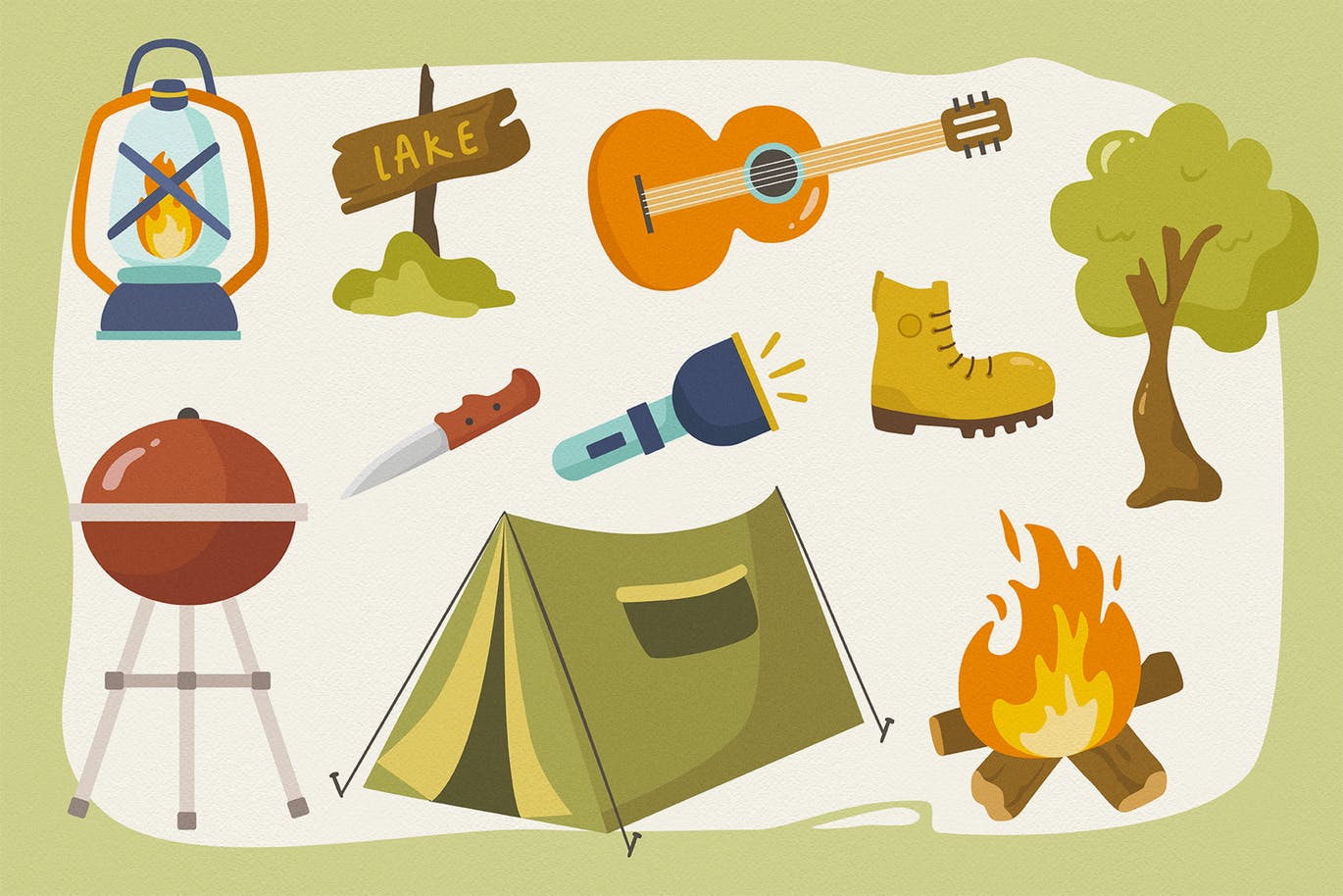 夏日营地主题矢量手绘剪贴画图案素材 Summer Camp Vector Clipart Pack插图(2)
