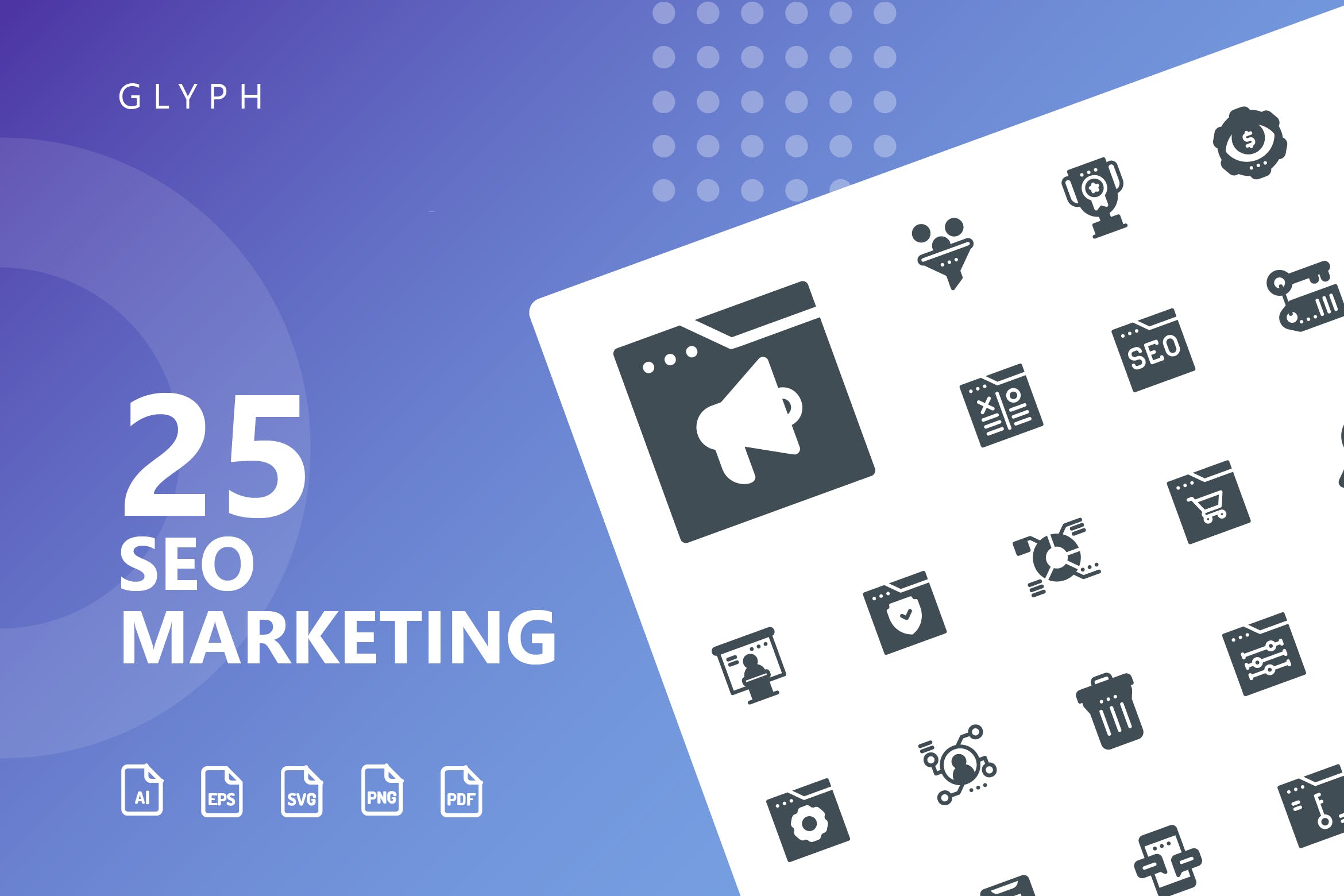 25枚SEO搜索引擎优化营销矢量字体第一素材精选图标v2 SEO Marketing Glyph Icons插图