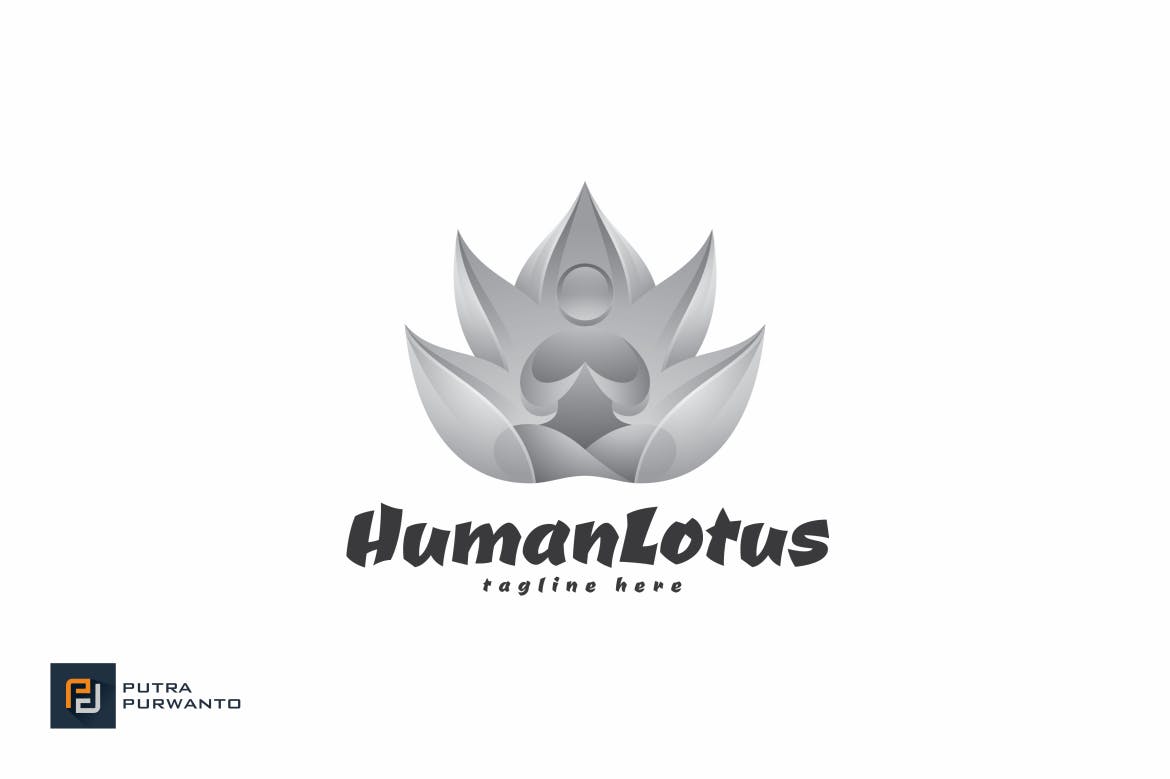 曼陀罗花佛教主题Logo设计蚂蚁素材精选模板 Human Lotus – Logo Template插图(2)