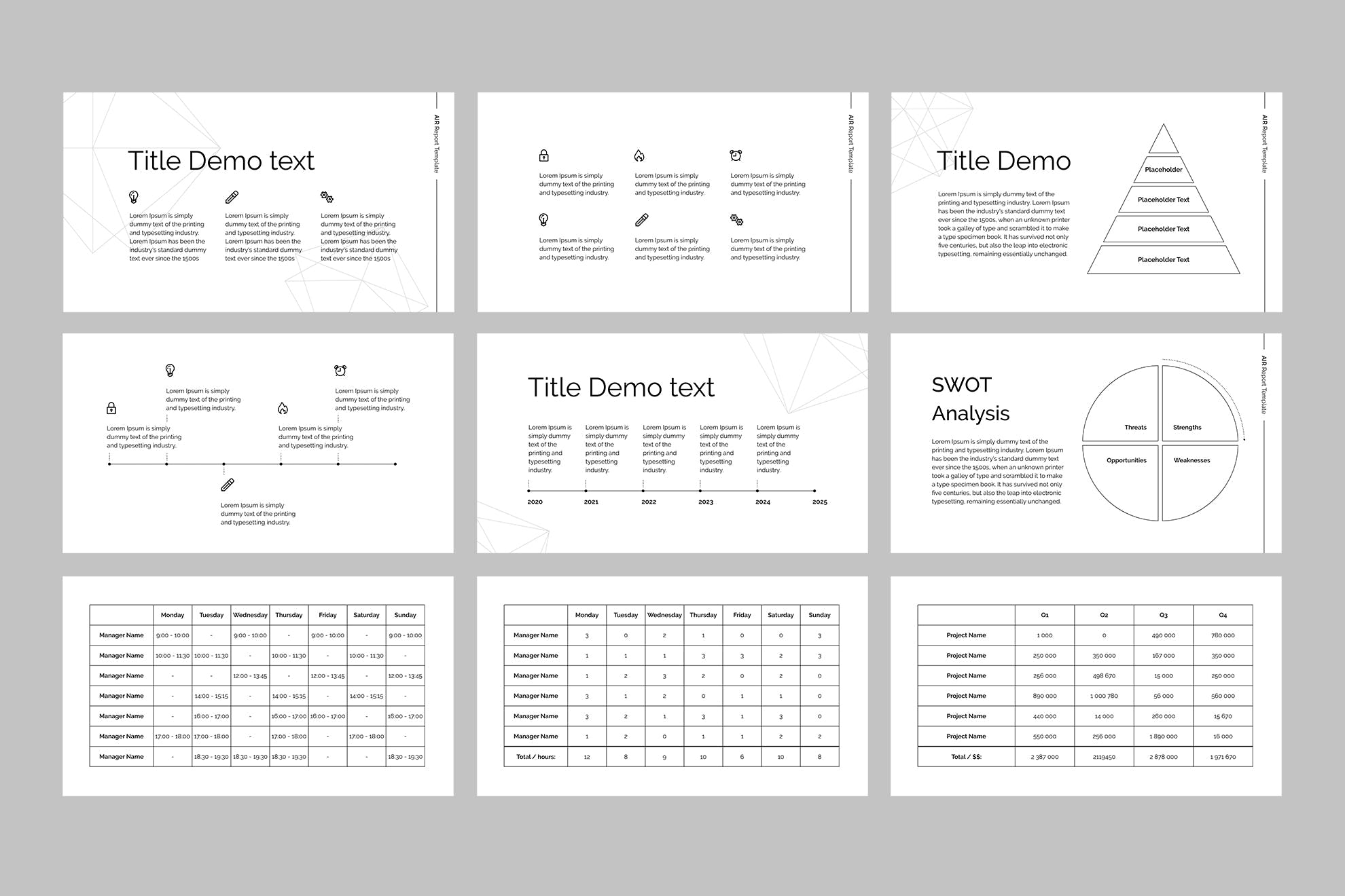 SWOT分析/数据报表会议报告Google演示模板第一素材精选 Air – Google Slides Report Template插图(4)
