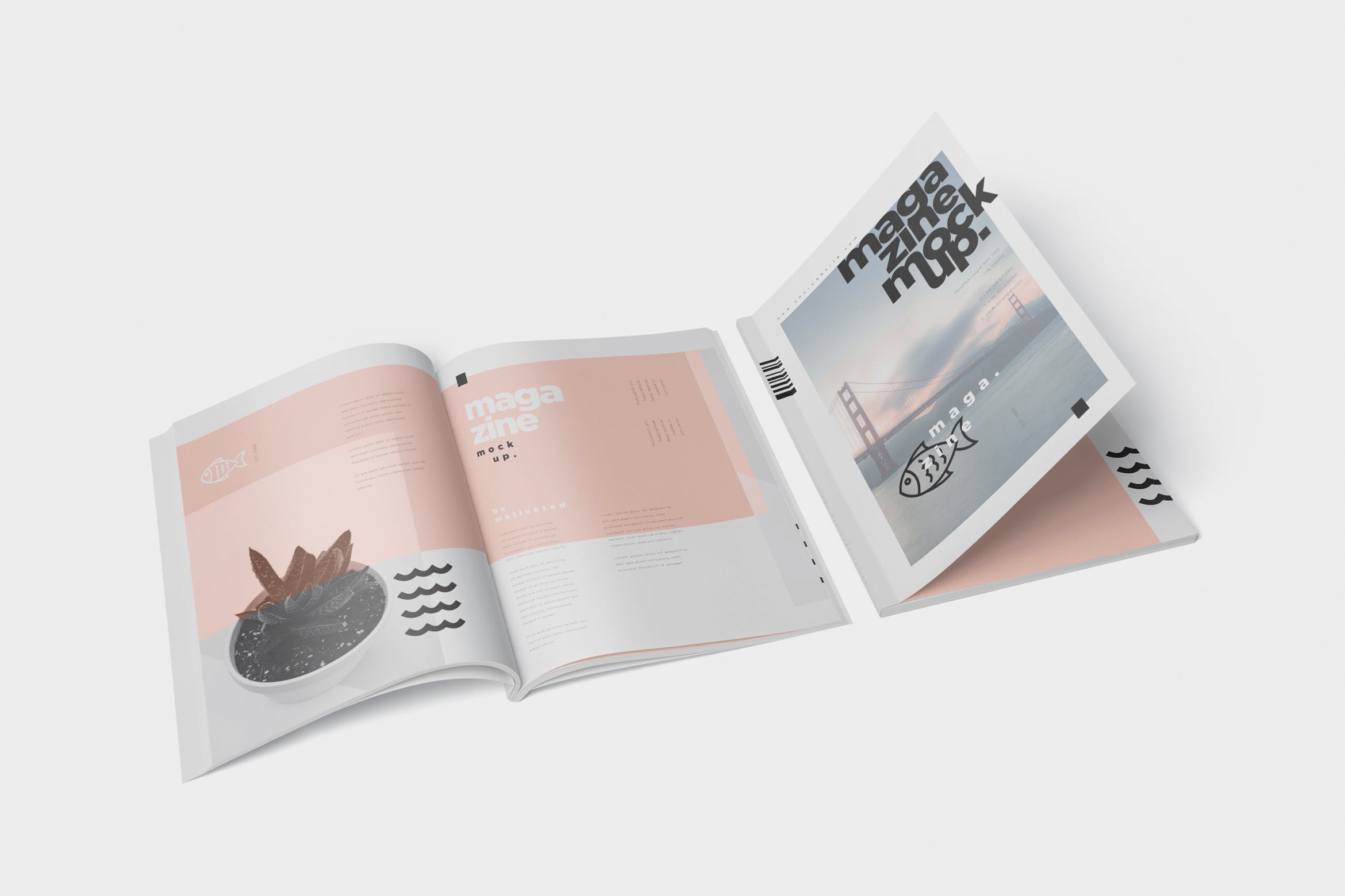 A4尺寸大小杂志封面&内页版式设计图样机第一素材精选 Magazine Mockup – A4 210×297 mm Size插图
