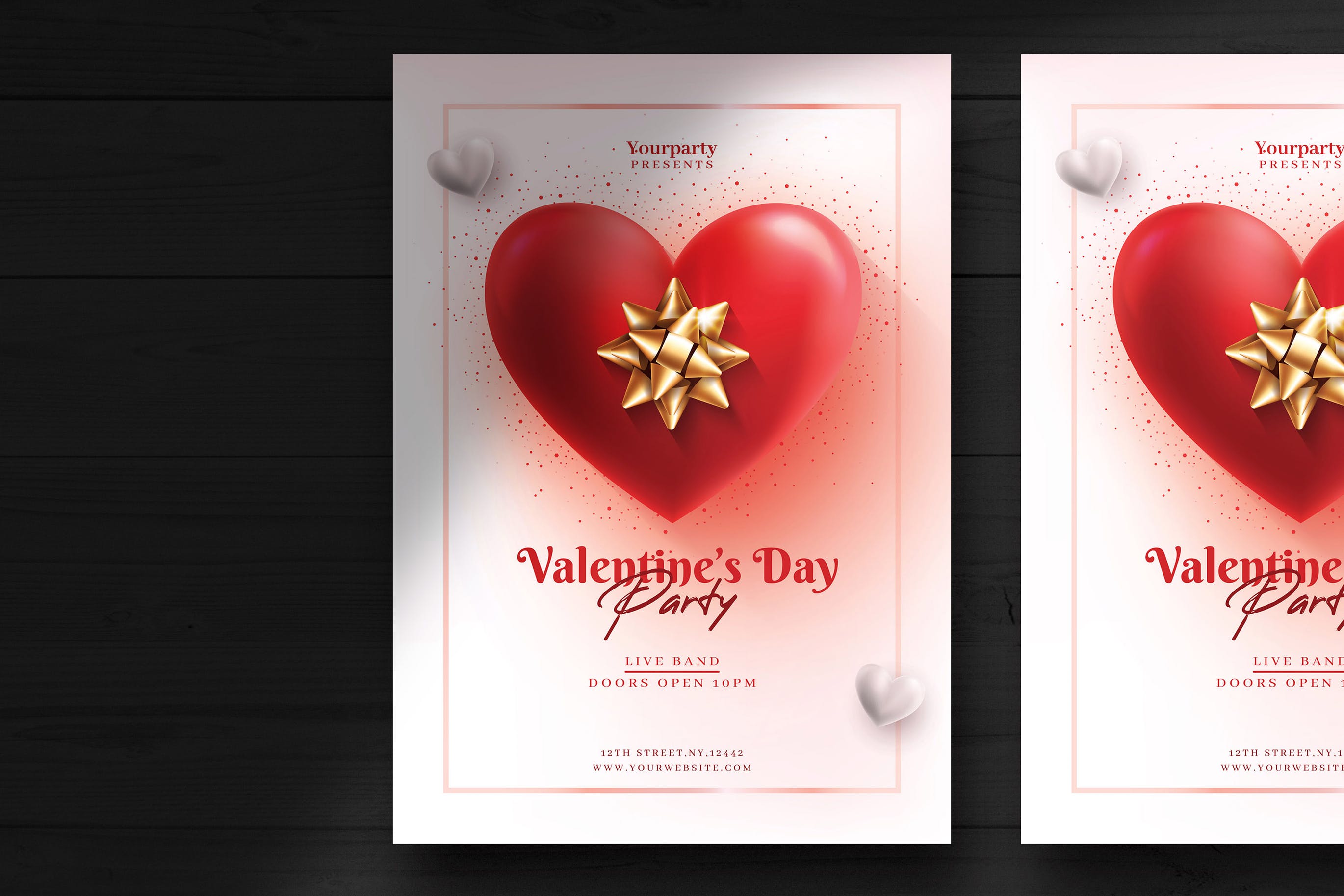 红色爱心情人节派对海报传单蚂蚁素材精选PSD模板 Valentine’s Day Flyer with a Red Heart插图