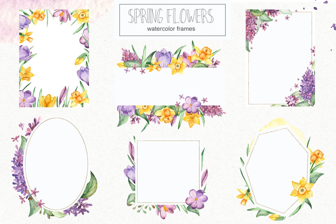 春季花卉水彩素材套装 Watercolor spring flowers collection插图3