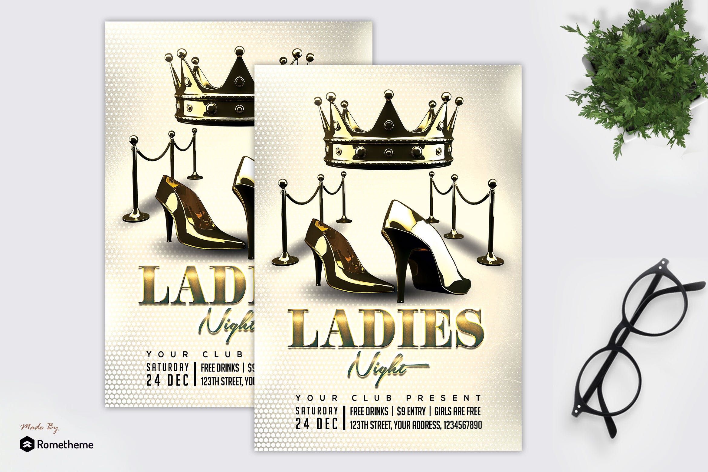 女王之夜俱乐部活动传单设计模板 Ladies Night Party  – Flyer MR插图