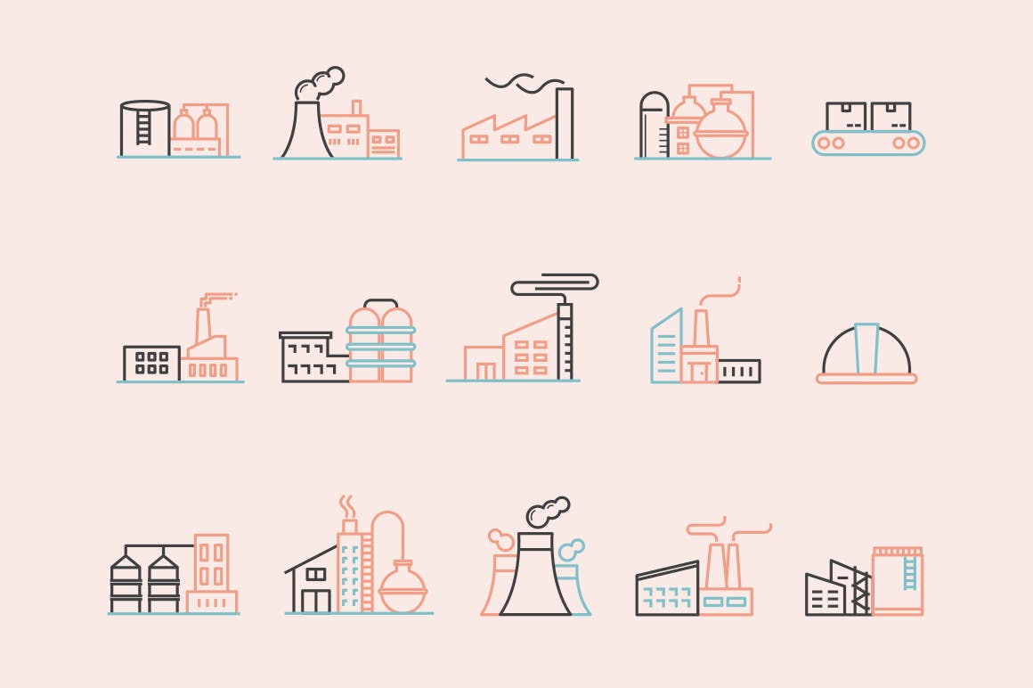 15枚工厂/工业生产主题矢量蚂蚁素材精选图标 15 Factory Icons插图(1)