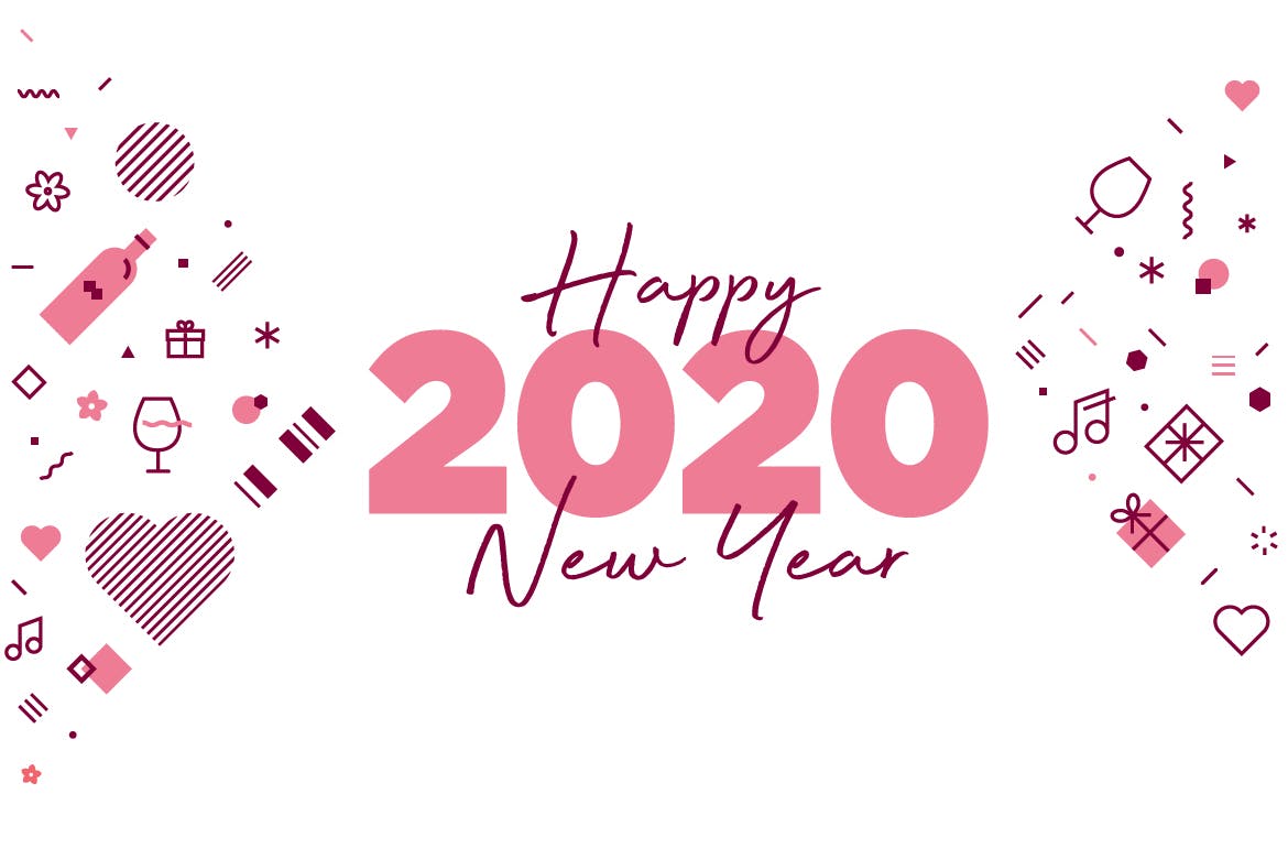 2020新年贺卡矢量蚂蚁素材精选模板v8 Happy New Year 2020 greeting card插图