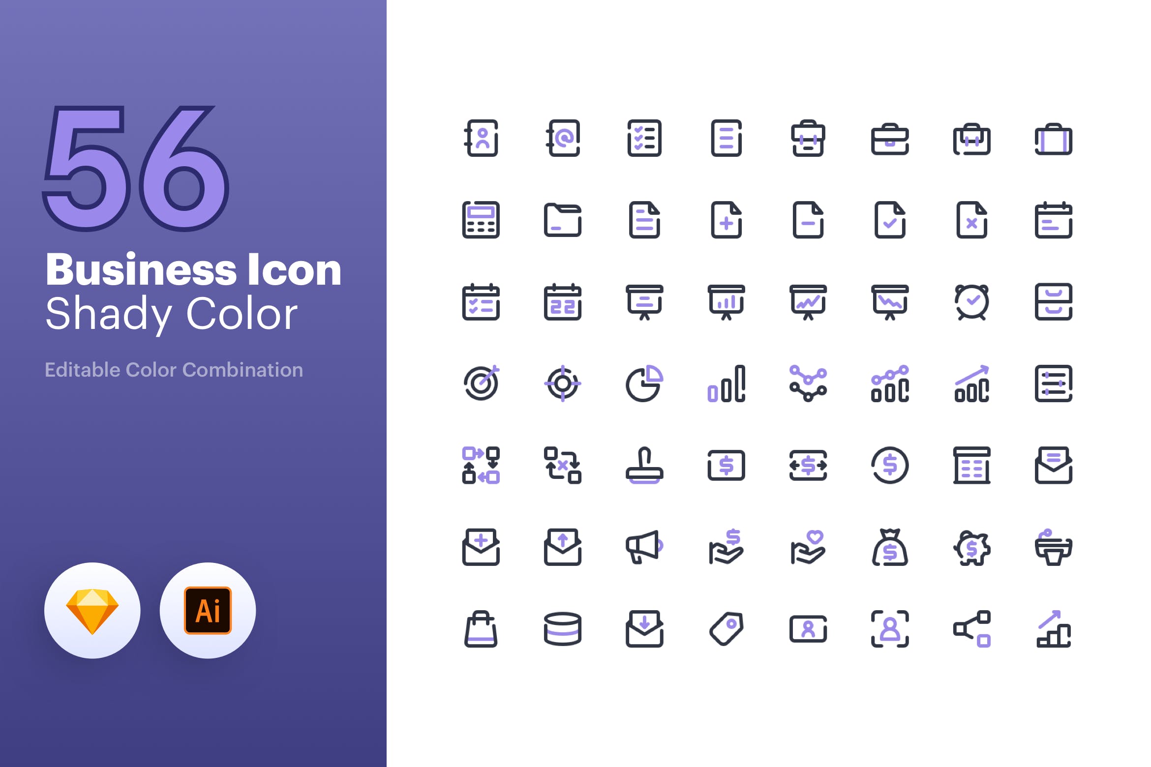 56枚商业主题彩色矢量线性第一素材精选图标素材包 Business Icon – Line Color插图