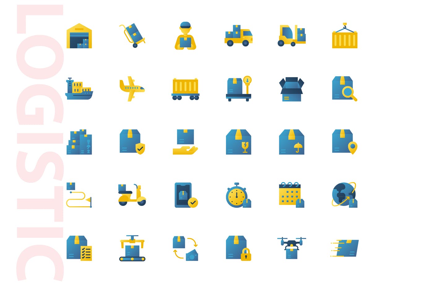 30枚扁平设计风格物流运输矢量第一素材精选图标 Logistic Flat插图(3)