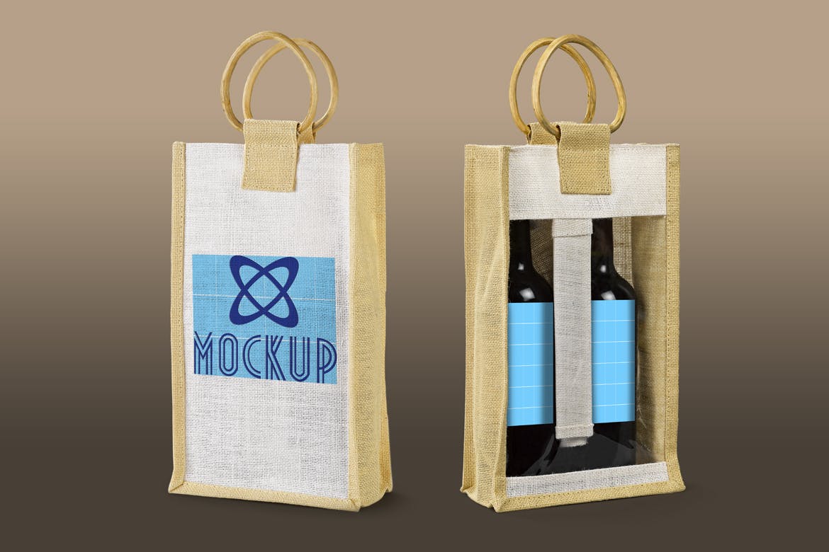便携式洋酒葡萄酒礼品袋设计图蚂蚁素材精选 Wine_Bag_Gift-Mockup插图(4)