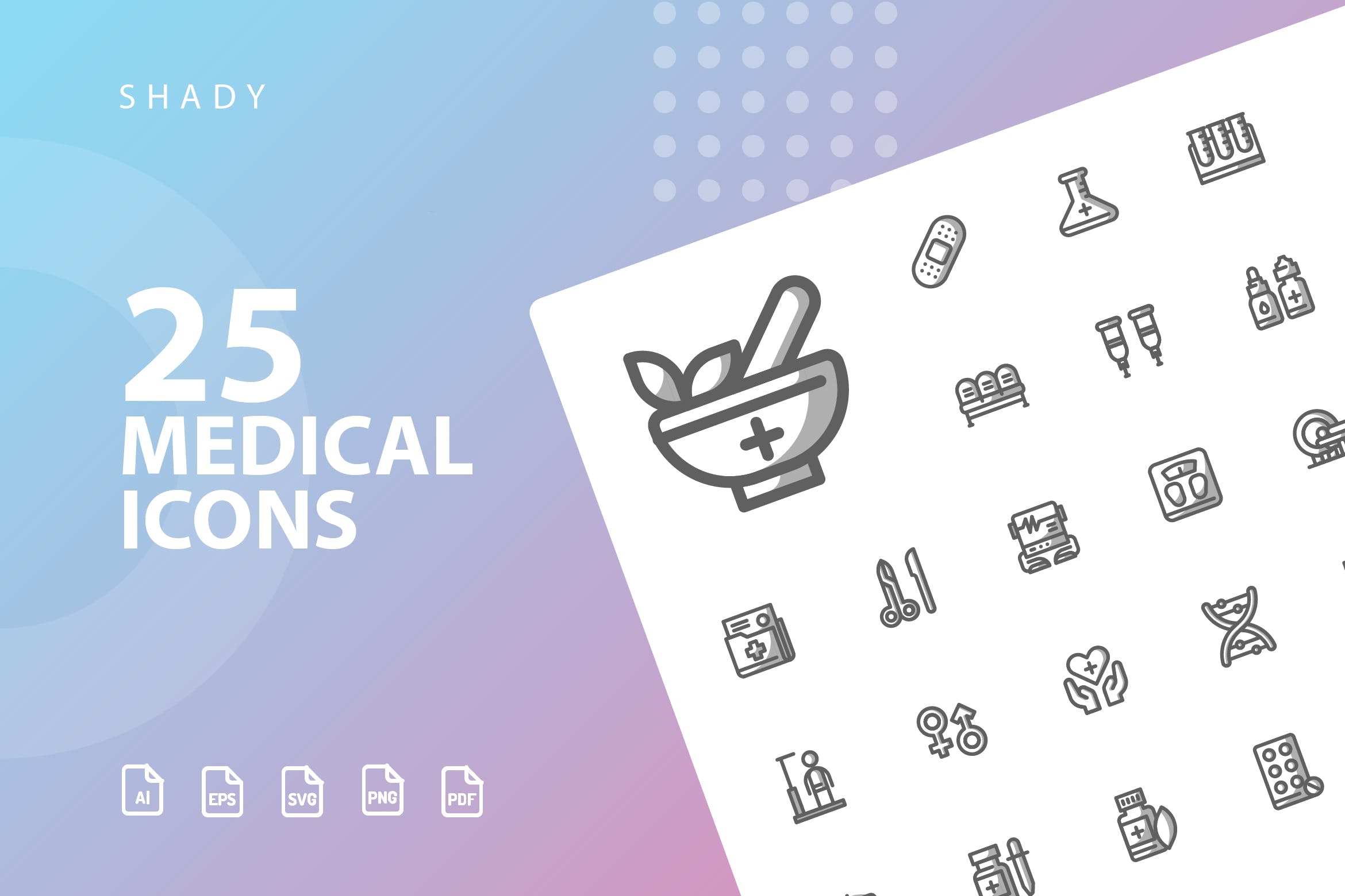 25枚医疗药物主题矢量阴影蚂蚁素材精选图标v2 Medical Shady Icons插图