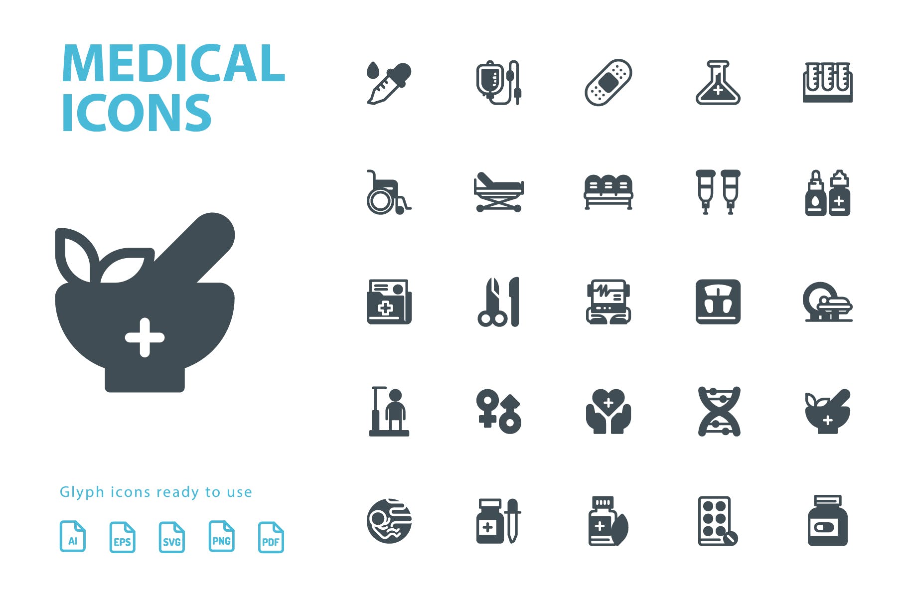 25枚医疗药物主题矢量符号蚂蚁素材精选图标v2 Medical Glyph Icons插图(2)