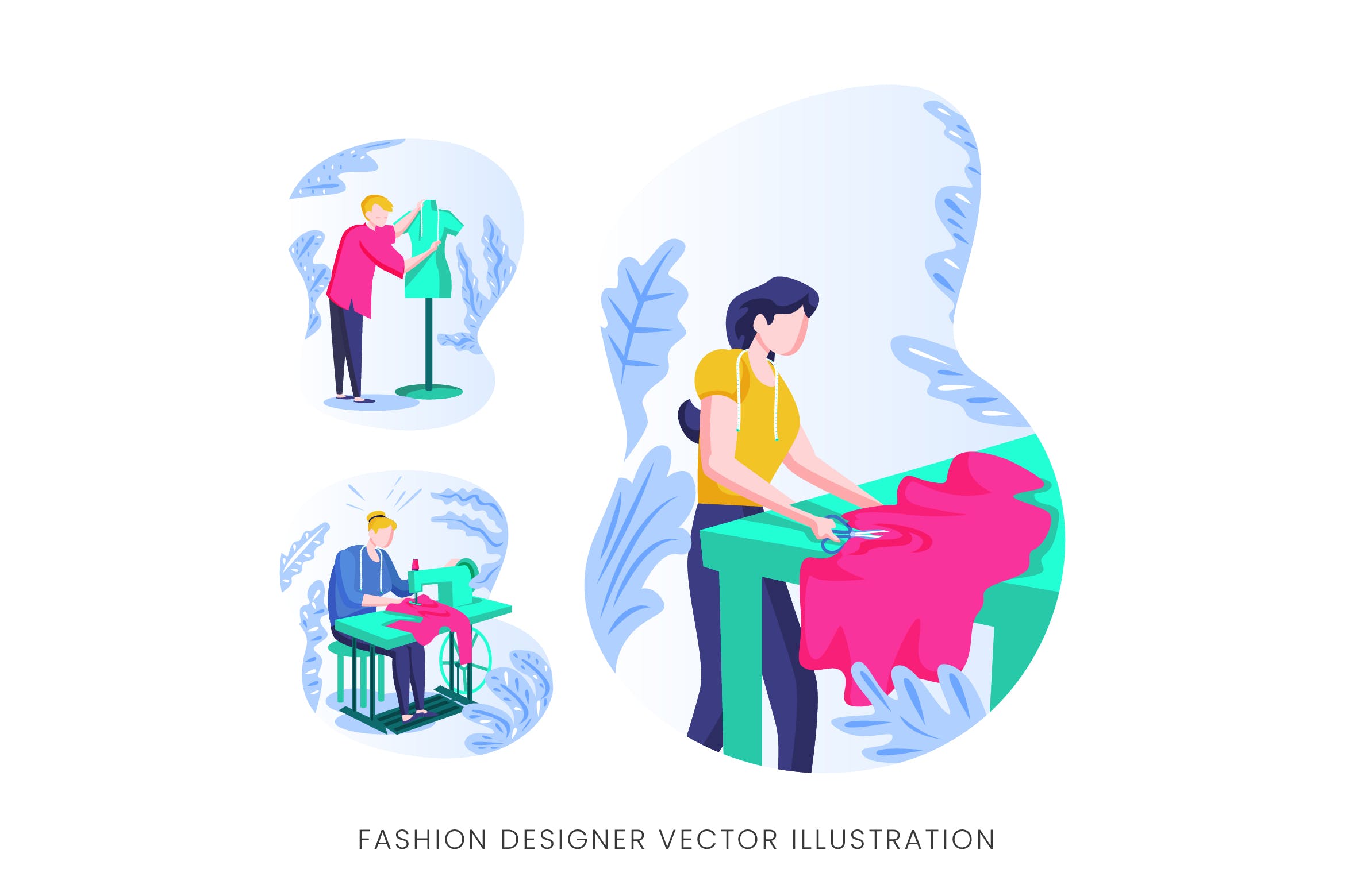 时装设计师人物形象矢量手绘手绘第一素材精选设计素材 Fashion Designer Vector Character Set插图