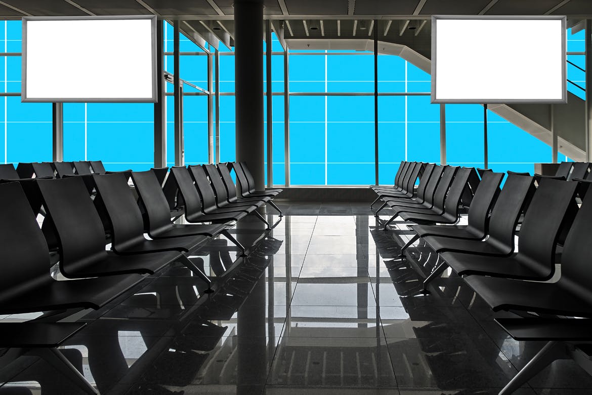 机场航站楼电视屏幕广告设计效果图样机蚂蚁素材精选v01 Airport_Terminal-01插图(2)