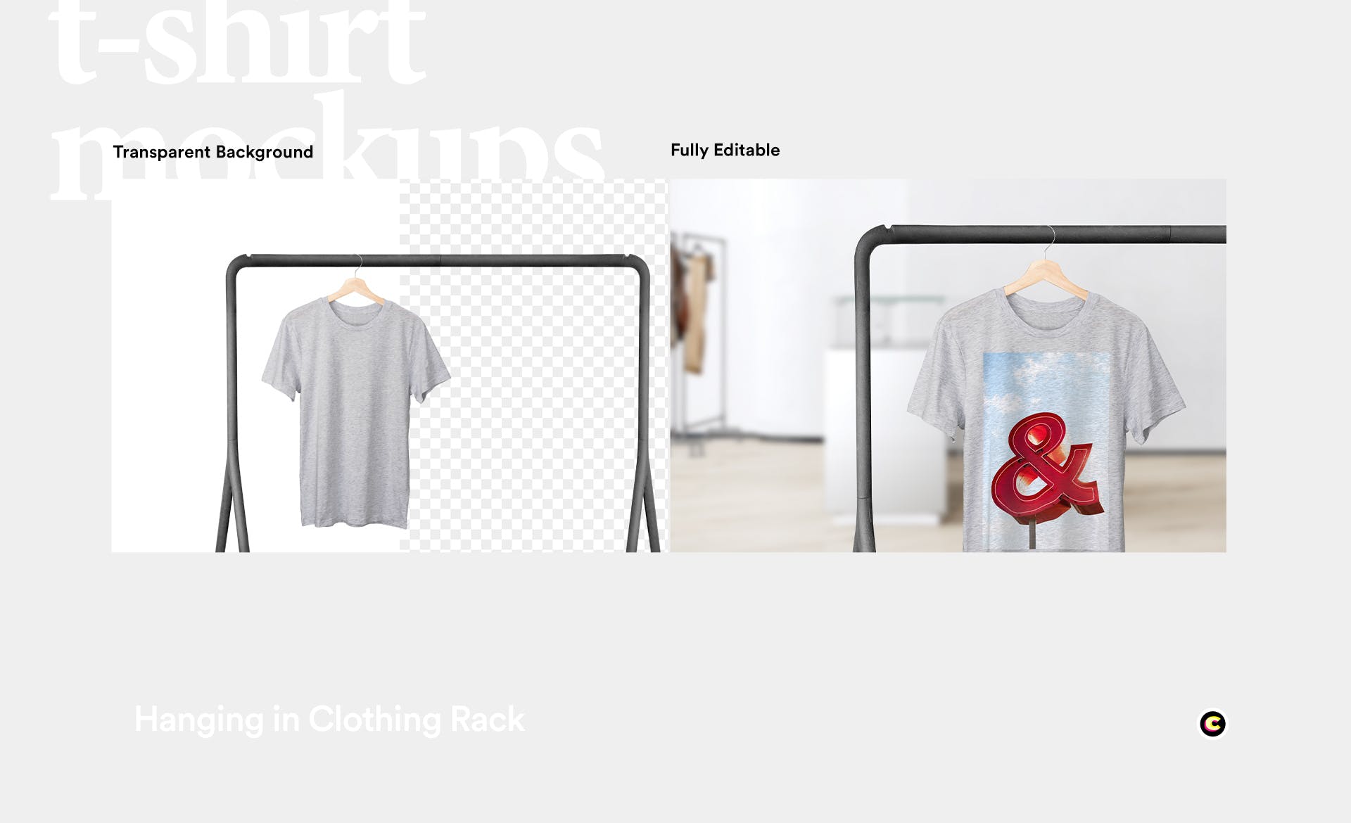 晾晒状态T恤产品展示样机第一素材精选模板 Hanging T-Shirt Mockup插图(4)