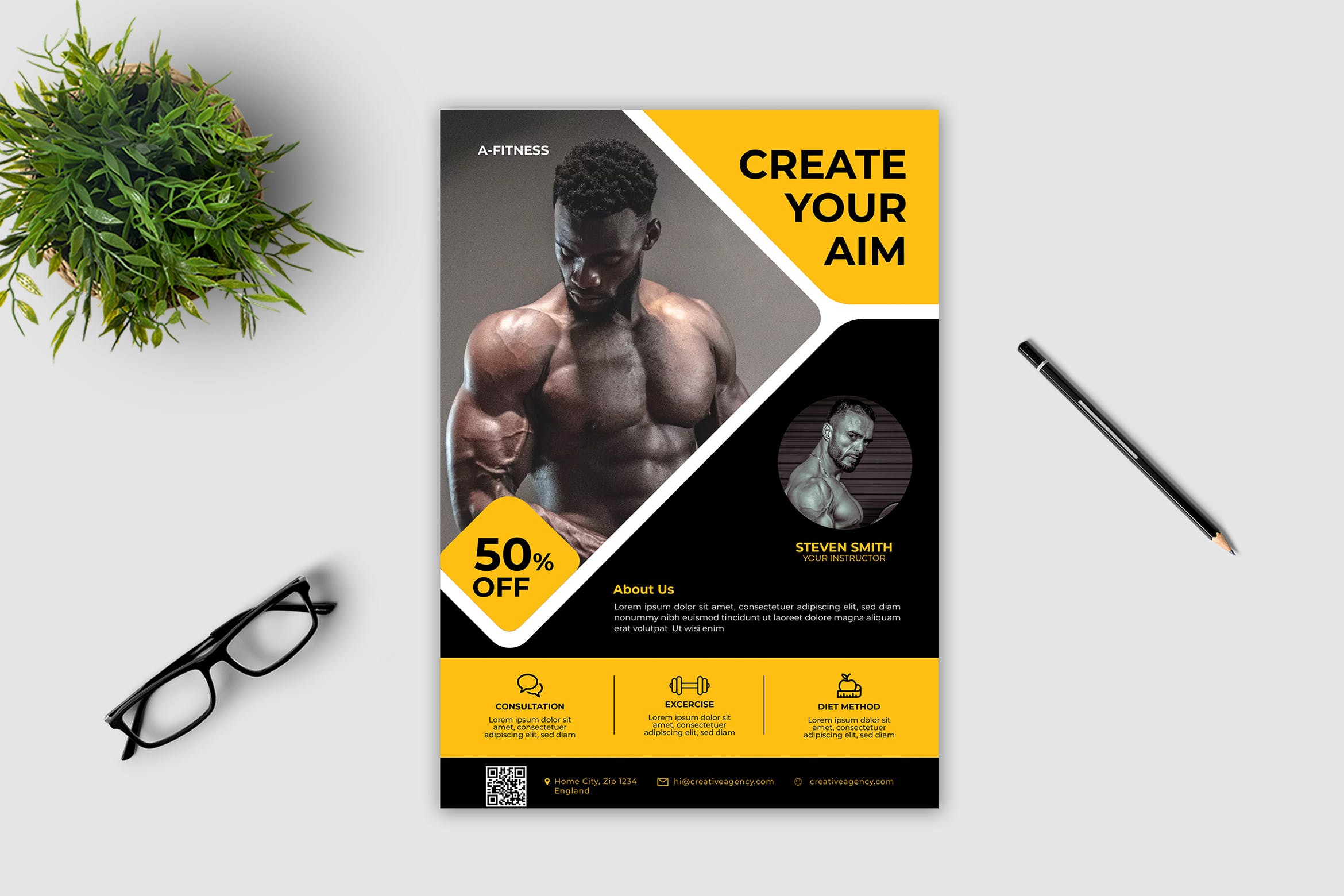 健身私教/健身房宣传单设计模板v2 Fitness Flyer Template Vol. 2插图