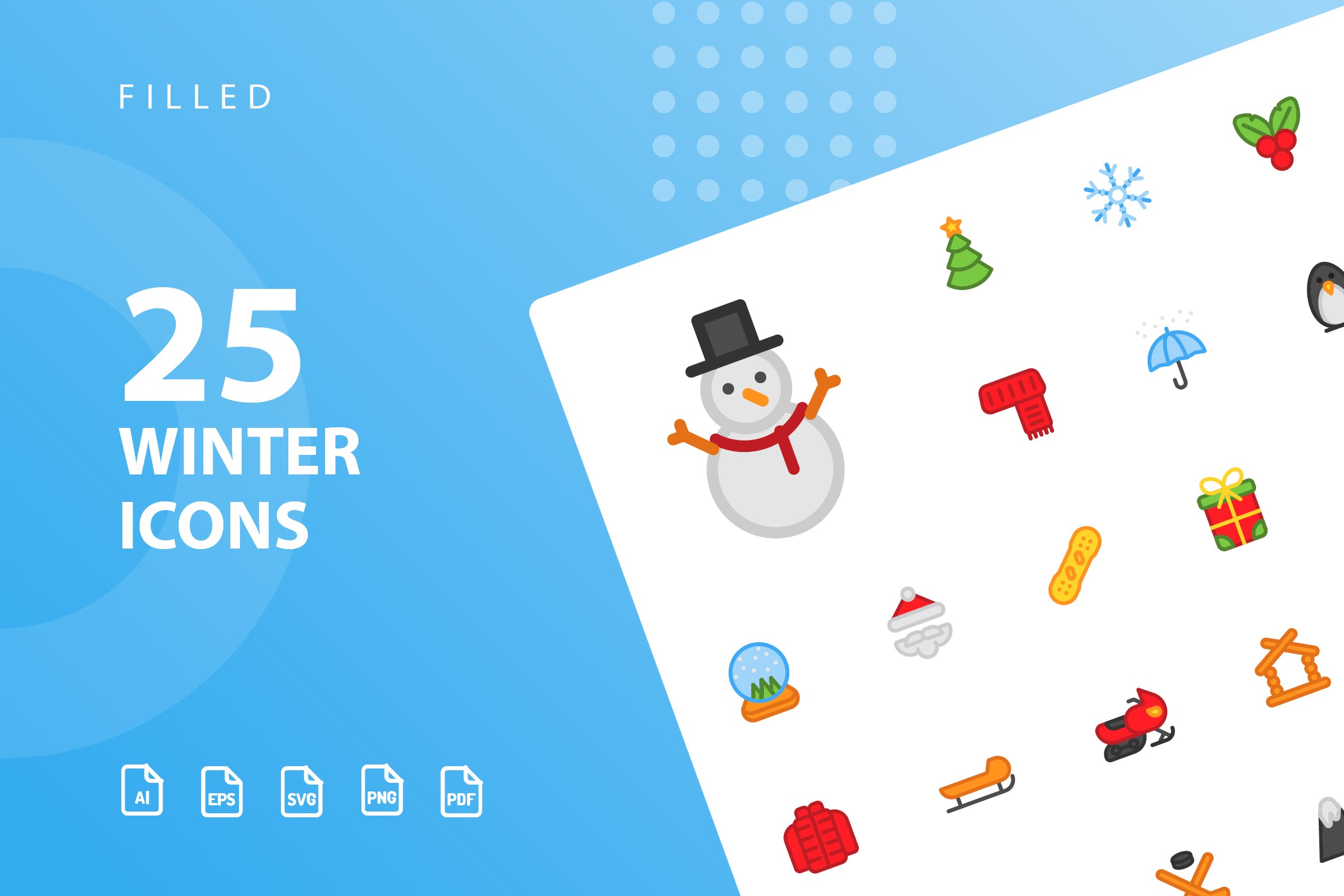 25枚冬天主题矢量填充第一素材精选图标v1 Winter Filled Icons插图