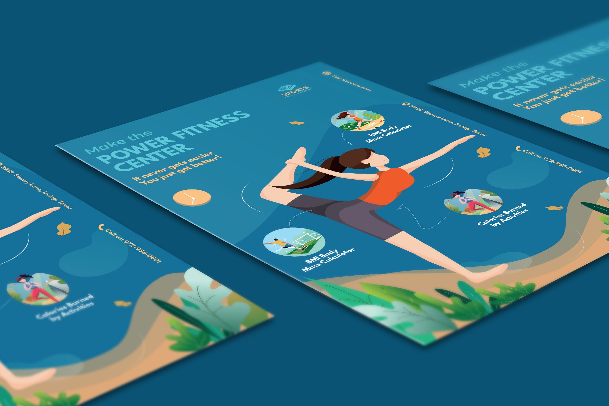 体育活动主题插画传单设计模板 Sport Activities Flyer Illustration Template插图