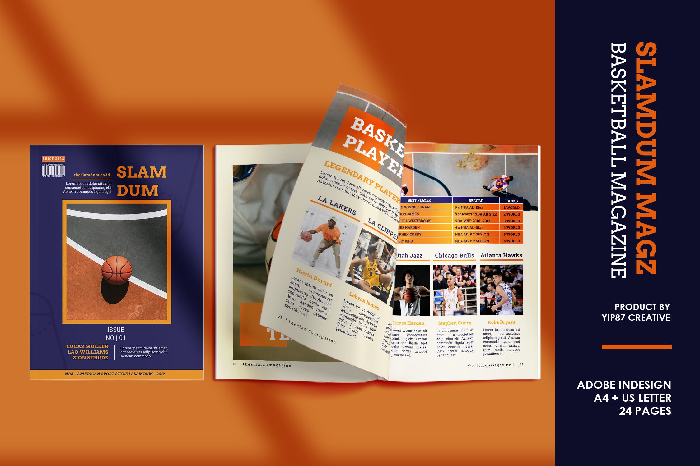 体育运动主题第一素材精选杂志设计InDesign模板 Slamdum –  Sport Magazine Template插图