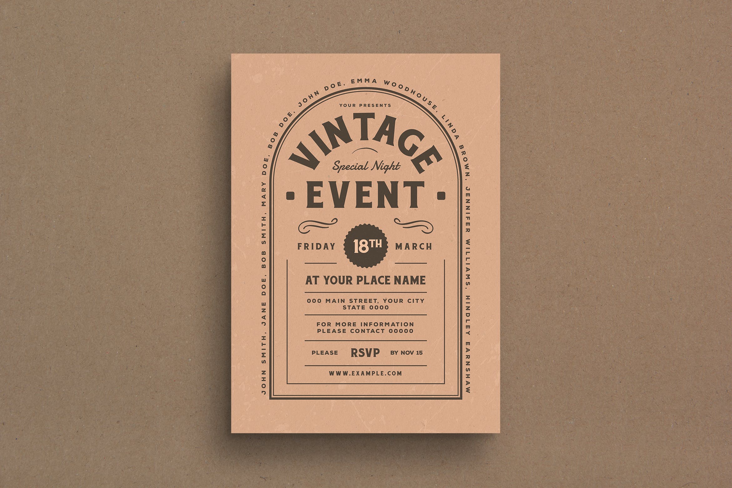 复古设计风格活动传单设计模板 Vintage Event Flyer插图