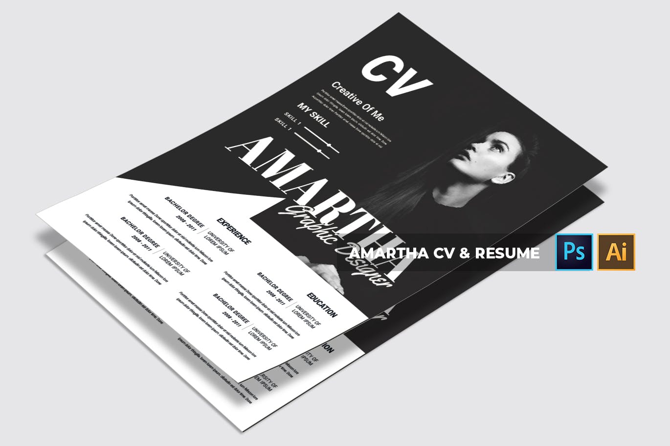 图形设计师/模特/时装设计师个人电子简历模板 Amartha | CV & Resume插图(5)