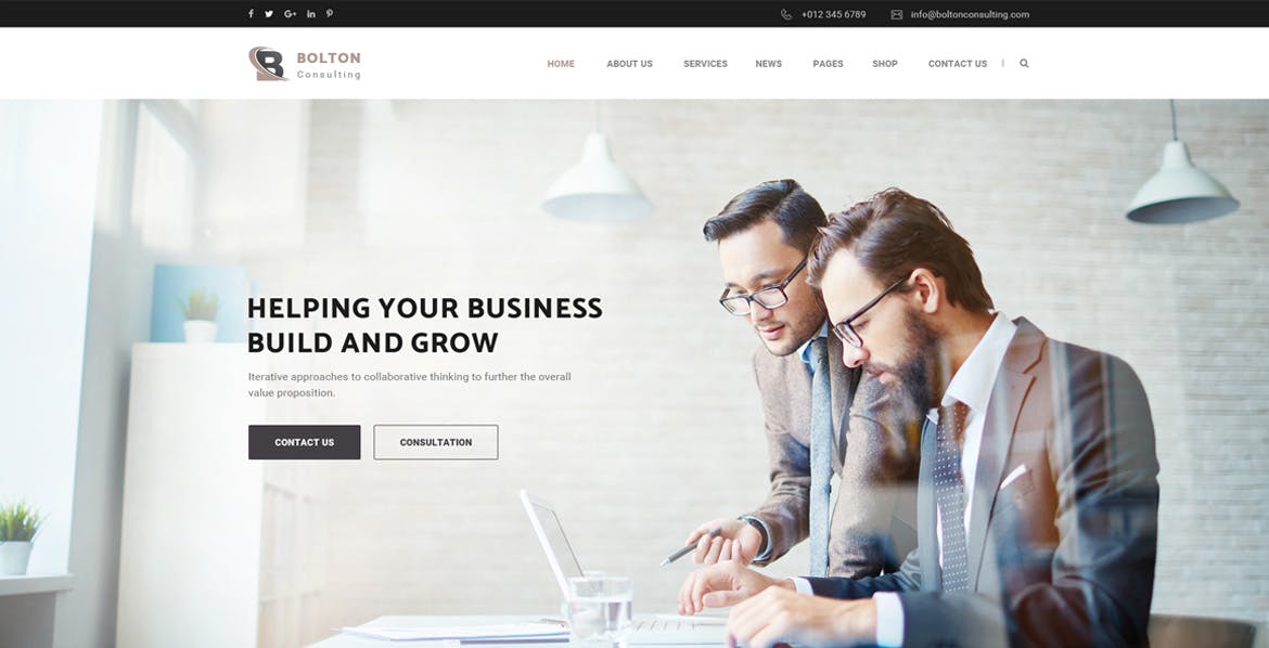 商业咨询服务公司网站设计PSD模板 Bolton : Consulting PSD Template插图(3)
