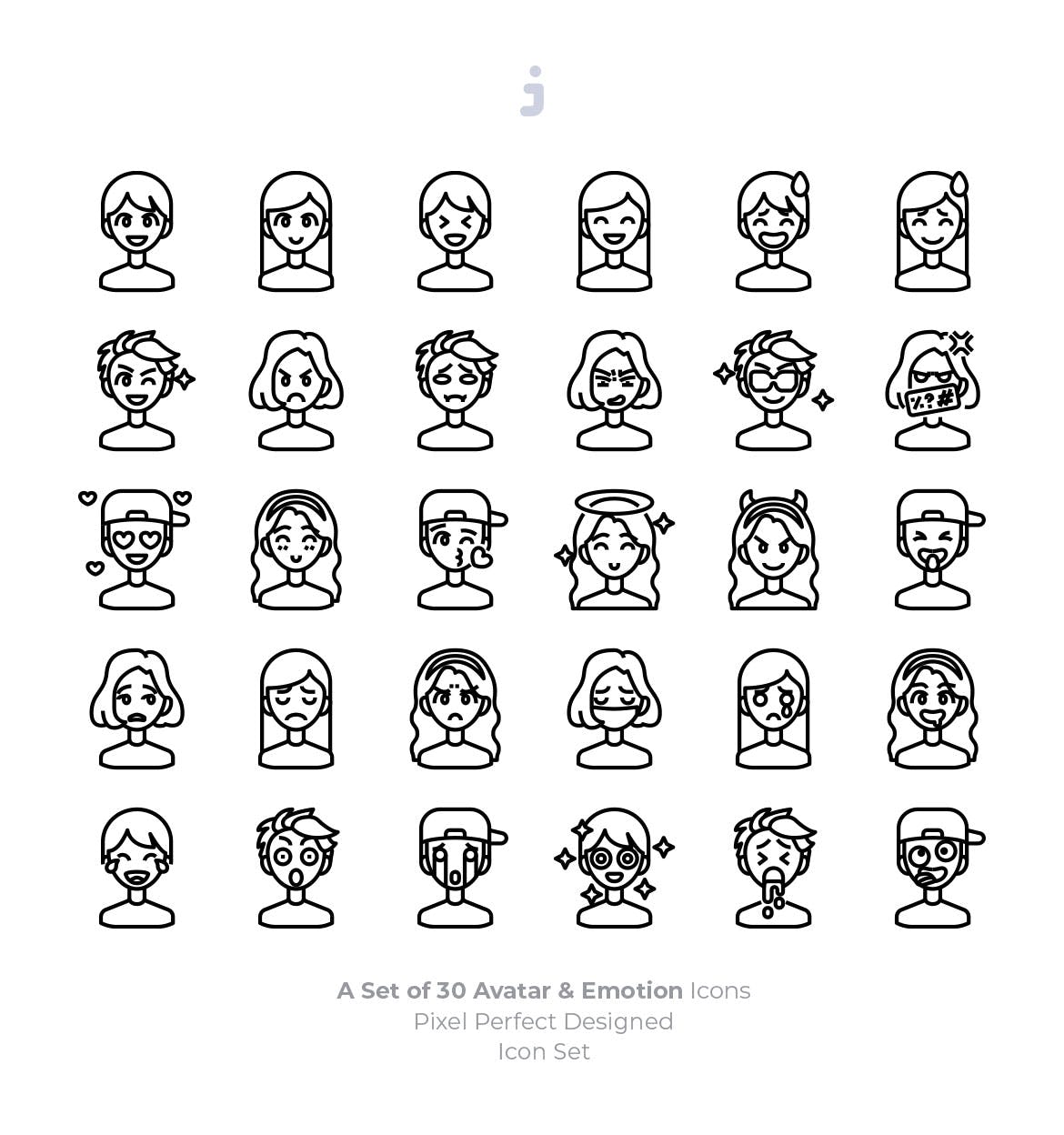 30枚彩色人物头像&表情矢量蚂蚁素材精选图标 30 Avatar and Emotion Icons插图(2)