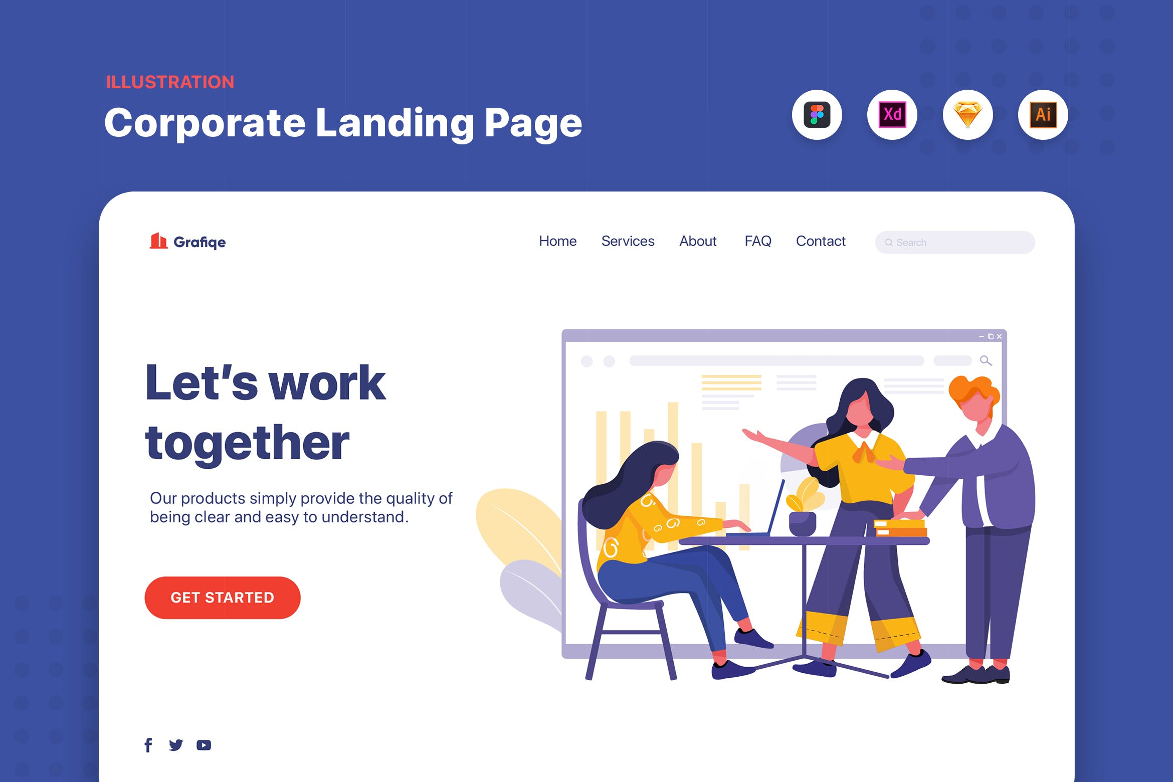 团队协作主题网站设计矢量插画 Teamwork – Corporate Web Header插图