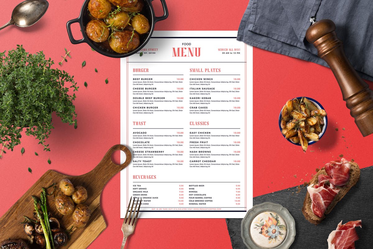 现代简约排版风格菜单菜牌设计模板 Simple Modern Food Menu插图