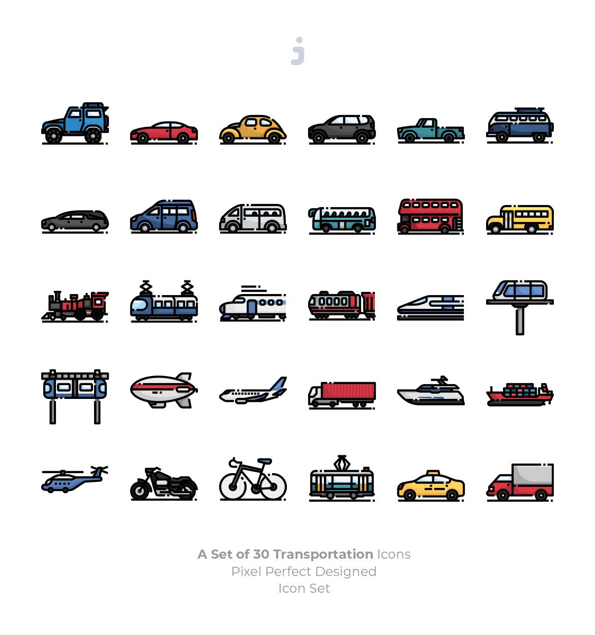 30枚现代交通工具矢量第一素材精选图标 30 Transportation Icons插图(1)