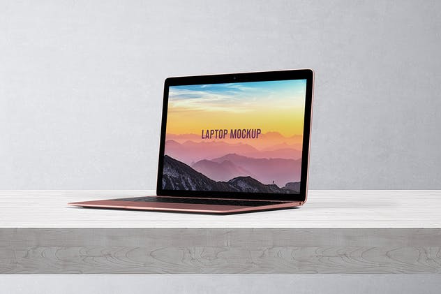 玫瑰金笔记本电脑屏幕预览第一素材精选样机模板 14×9 Laptop Screen Mock-Up – Rose Gold插图(4)