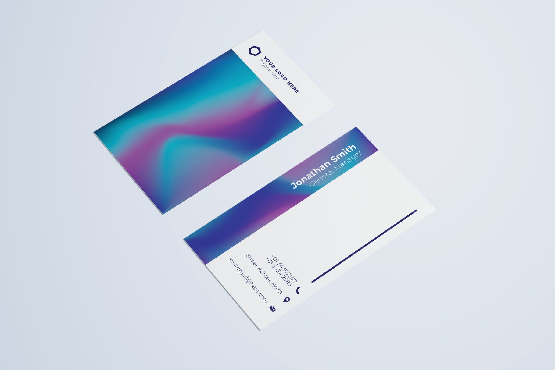 幻彩蓝设计风格企业第一素材精选名片模板v6 Business Card Template.v6插图(1)