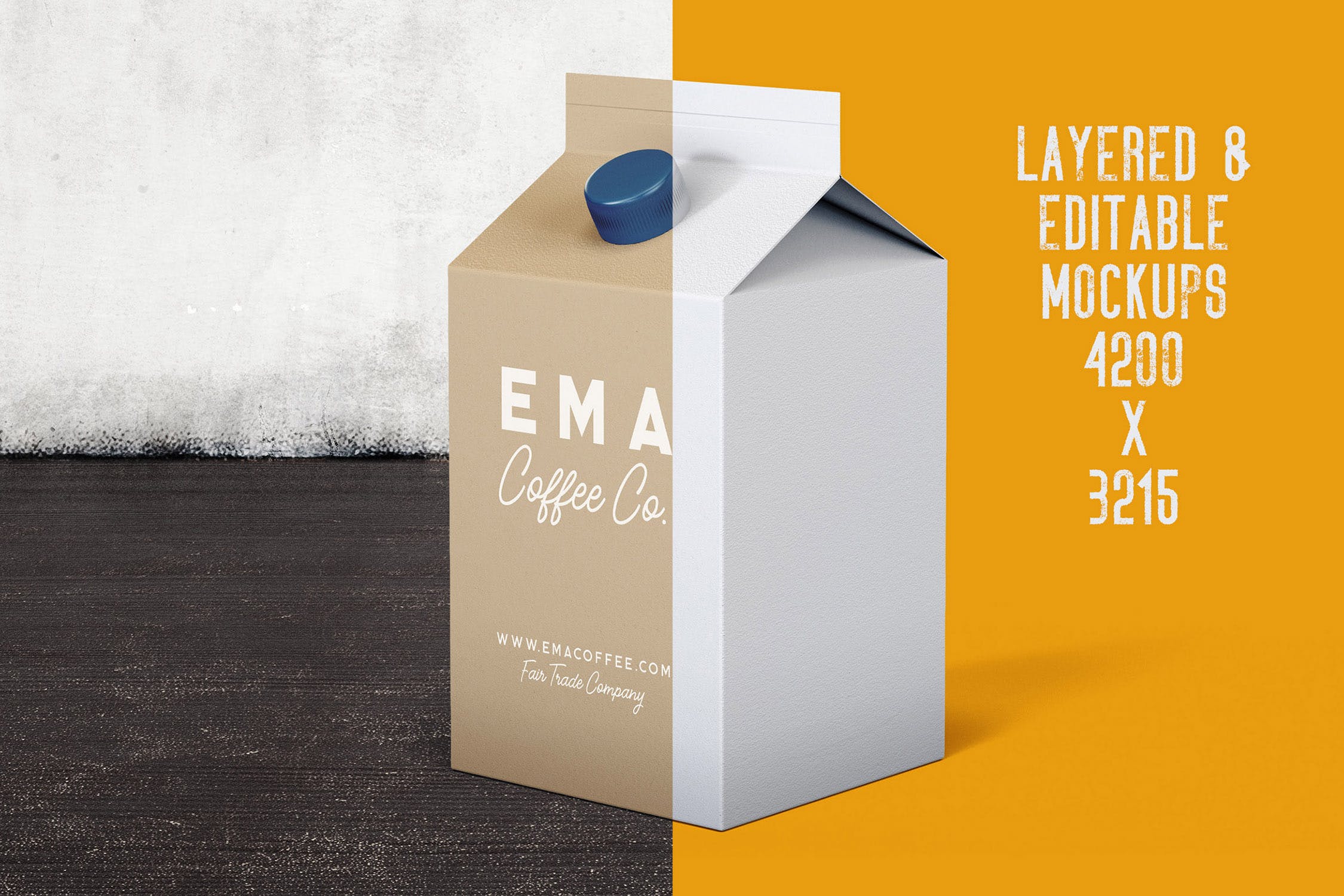 6个牛奶/咖啡/果汁纸盒包装蚂蚁素材精选v1 6 Milk Coffee Juice Carton Packaging Mockups1插图(1)