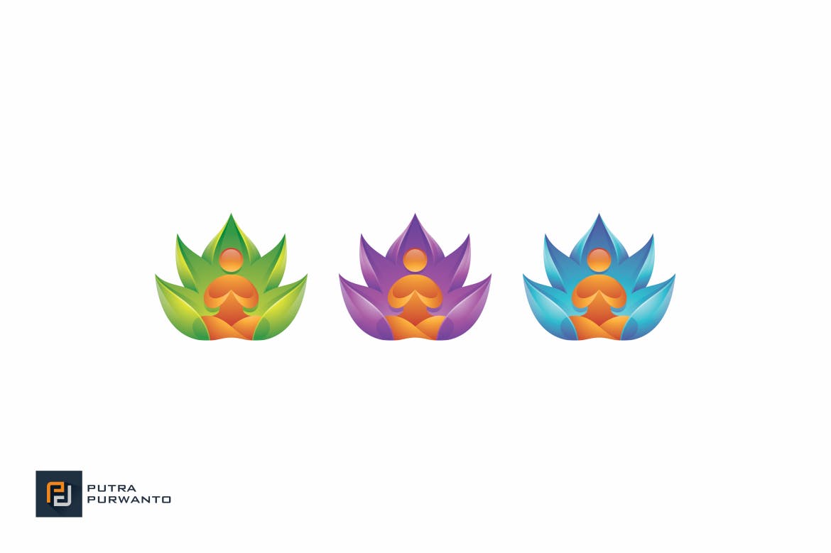 曼陀罗花佛教主题Logo设计蚂蚁素材精选模板 Human Lotus – Logo Template插图(3)