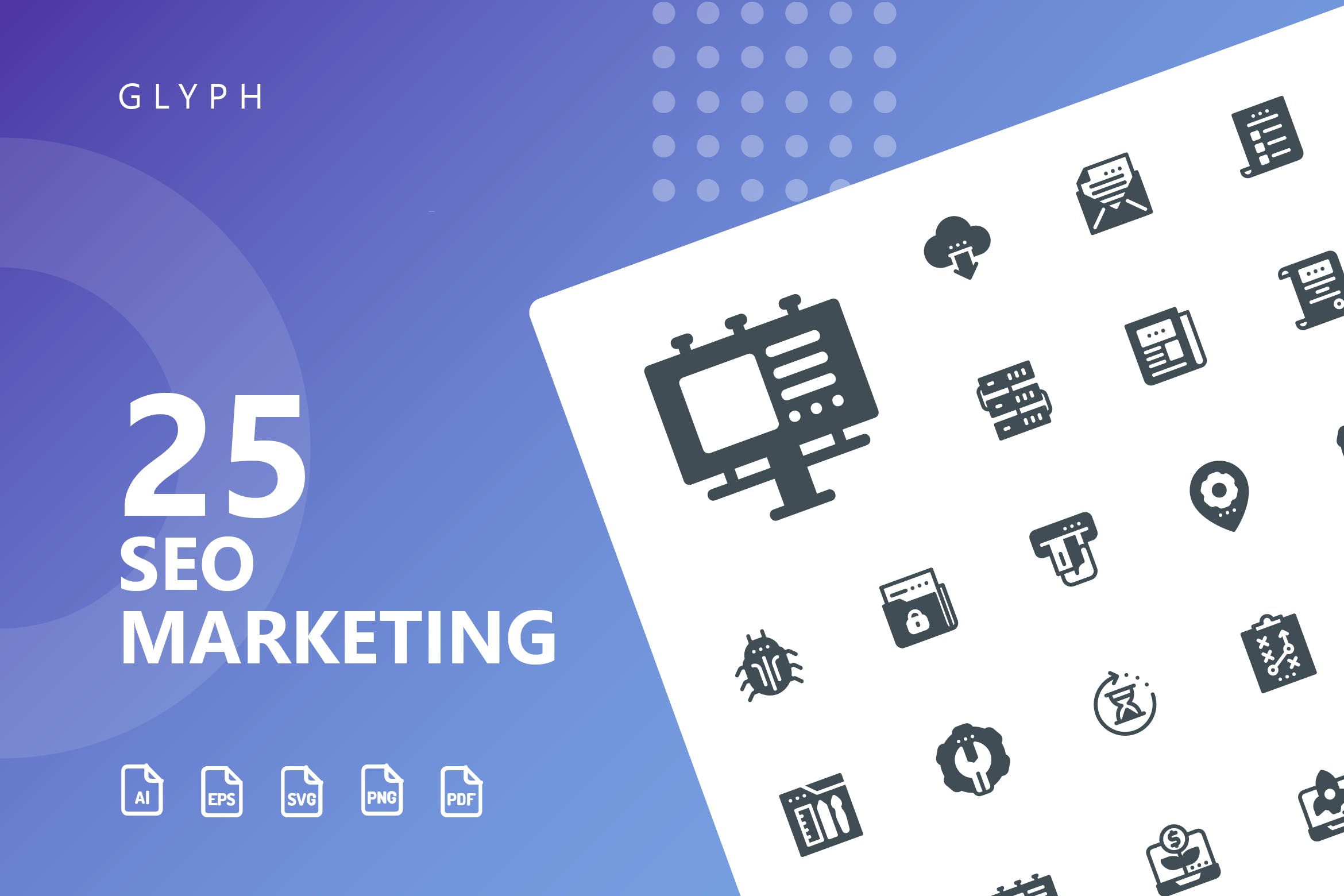 25枚SEO搜索引擎优化营销矢量字体蚂蚁素材精选图标v1 SEO Marketing Glyph Icons插图
