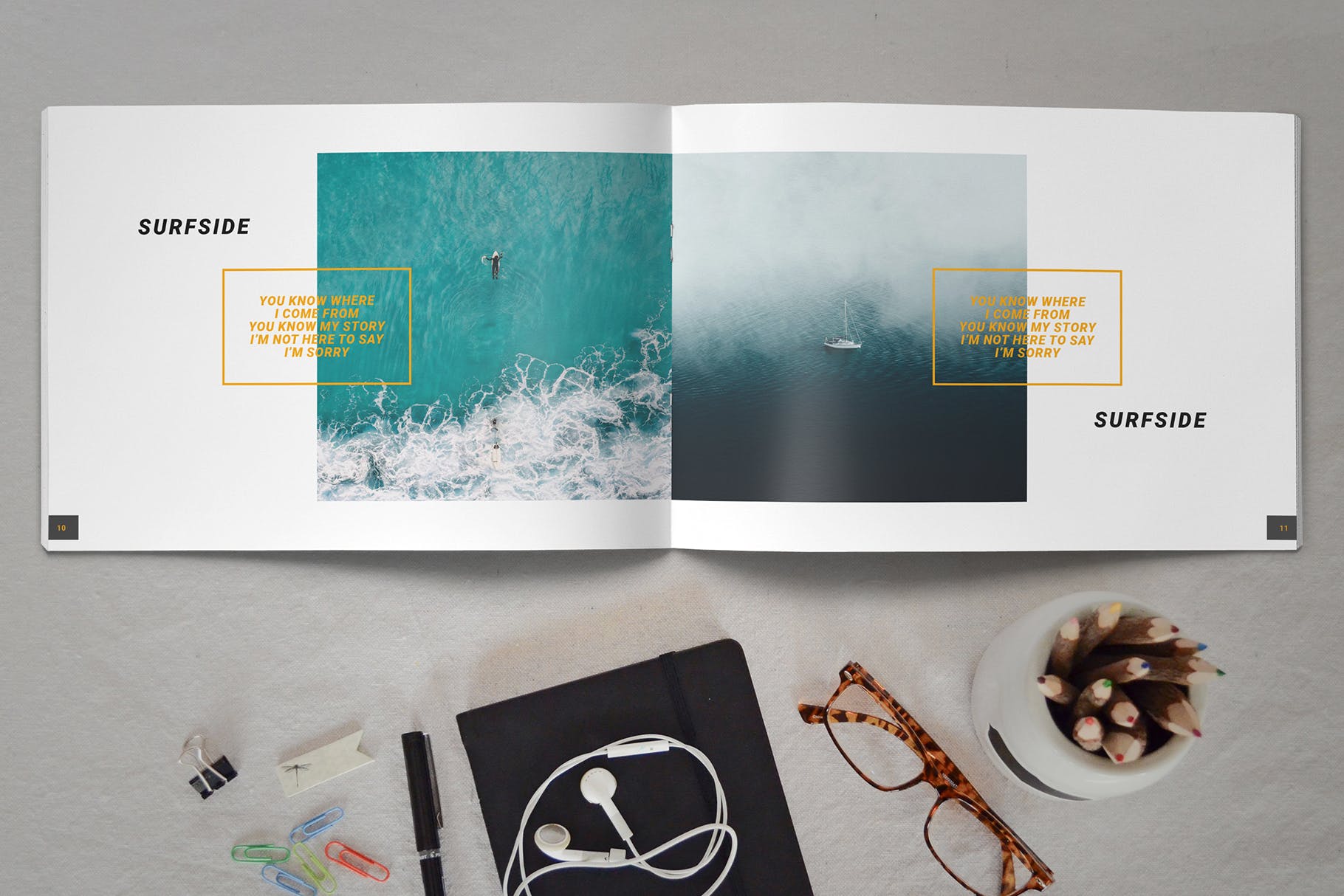 InDesign横版宣传册大洋岛精选目录设计模板模板 InDesign Brochure Catalog Template插图6