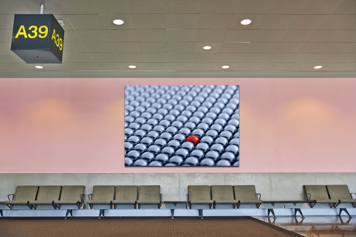 机场候机室挂墙广告大屏幕演示样机第一素材精选模板 Airport_Wall_Mockup插图(7)