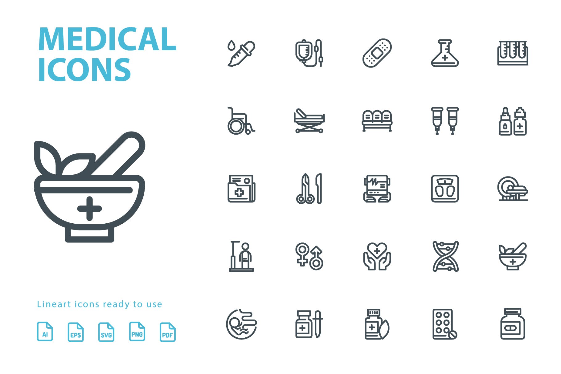 25枚医疗药物主题矢量线性蚂蚁素材精选图标v1 Medical Lineart Icons插图(2)
