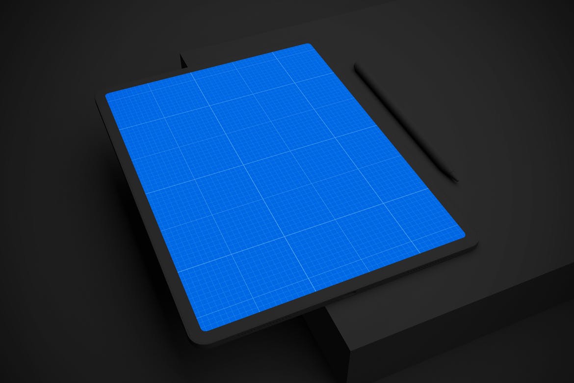 酷黑背景iPad平板电脑UI设计屏幕预览蚂蚁素材精选样机模板 Dark iPad Pro V.2 Mockup插图(8)