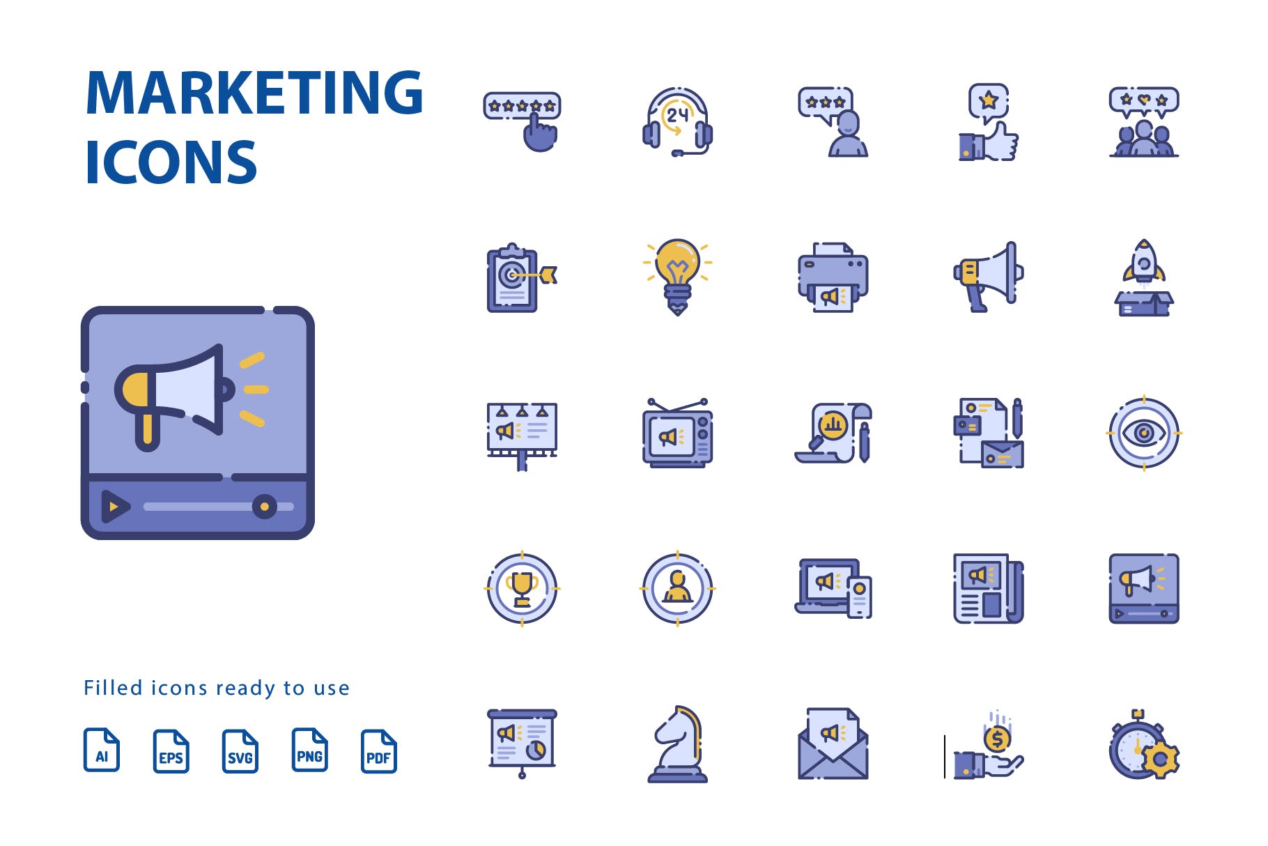 25枚市场营销主题矢量填充第一素材精选图标 Marketing Filled Icons插图(2)