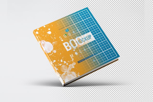方形精装图书封面效果图样机蚂蚁素材精选 Square Book Mock-Up插图(1)