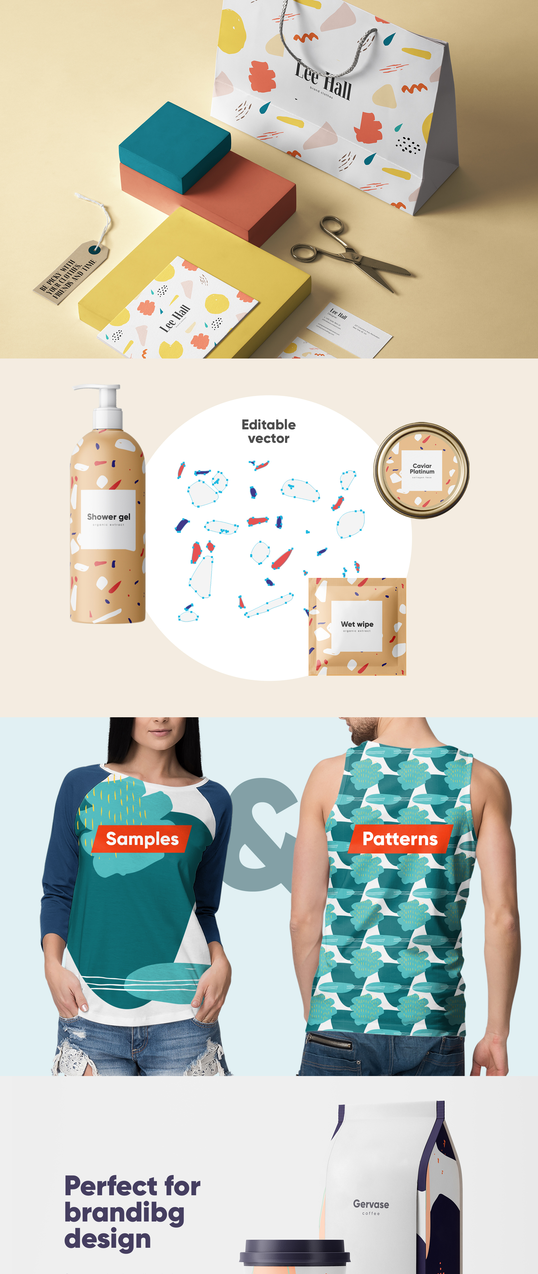 蚂蚁素材下午茶：抽象的服装/包装设计背景&图案素材插图