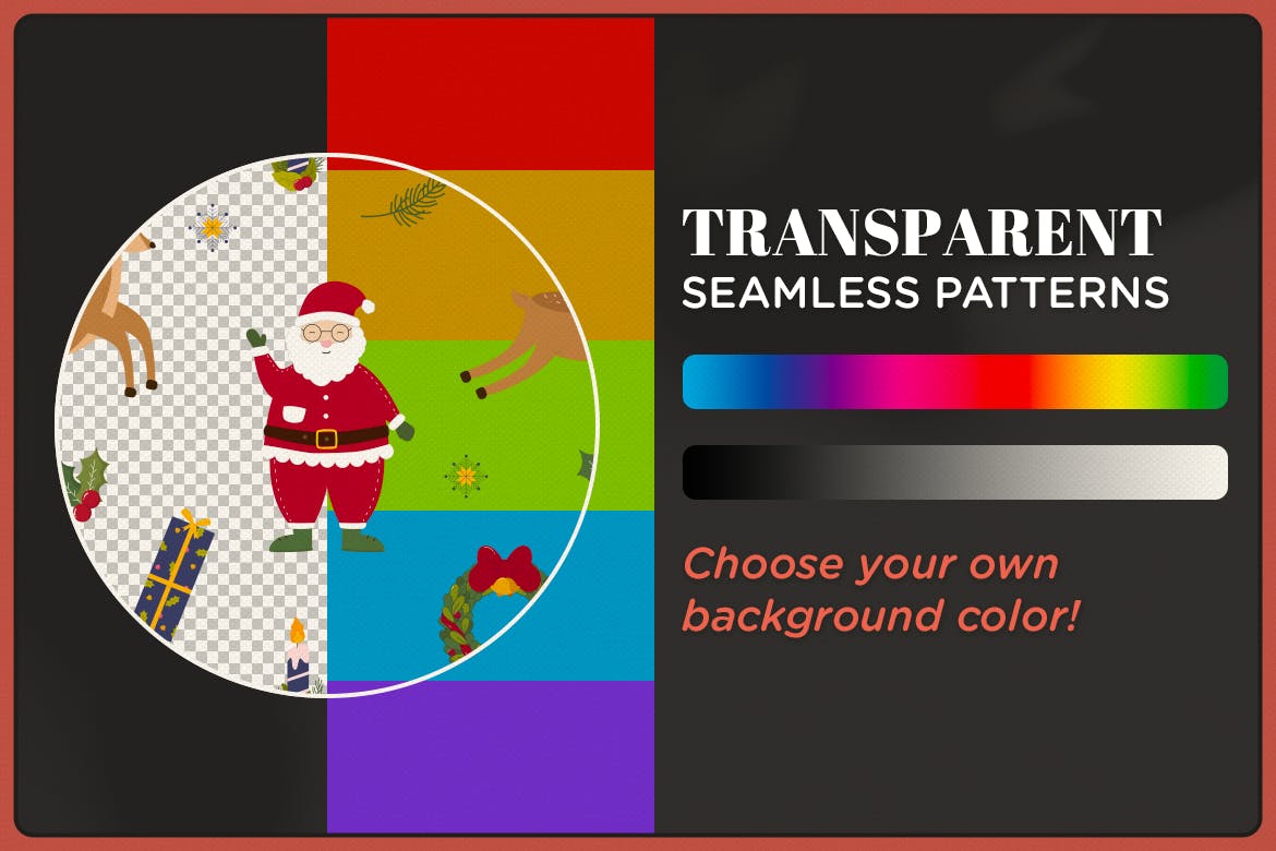 圣诞节日主题无缝图案纹理背景素材 Christmas Seamless Patterns插图1