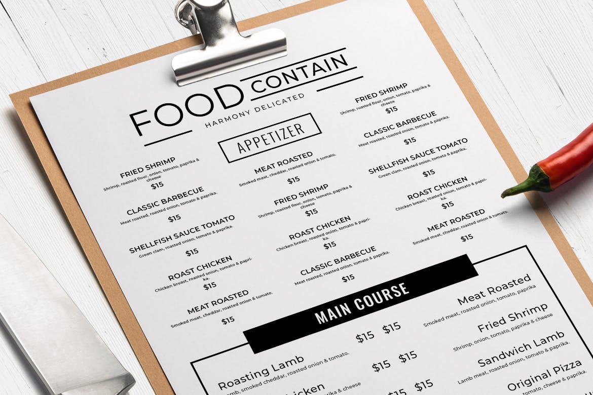 简约风西式餐厅蚂蚁素材精选菜单模板v49 SGM – Food Menu. 49插图(1)