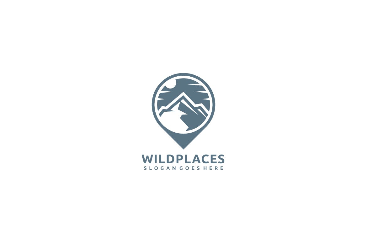 日落西山山脉图形Logo设计蚂蚁素材精选模板v2 Wild Places Logo插图(1)