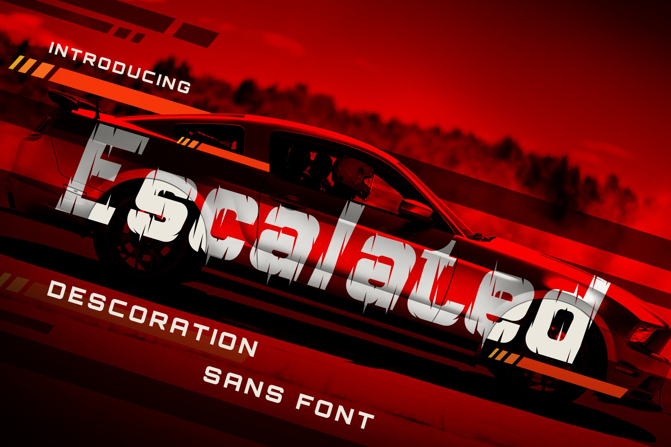独特动感艺术风格英文无衬线字体第一素材精选 Escalated – Fast Motorsport Racing Font插图