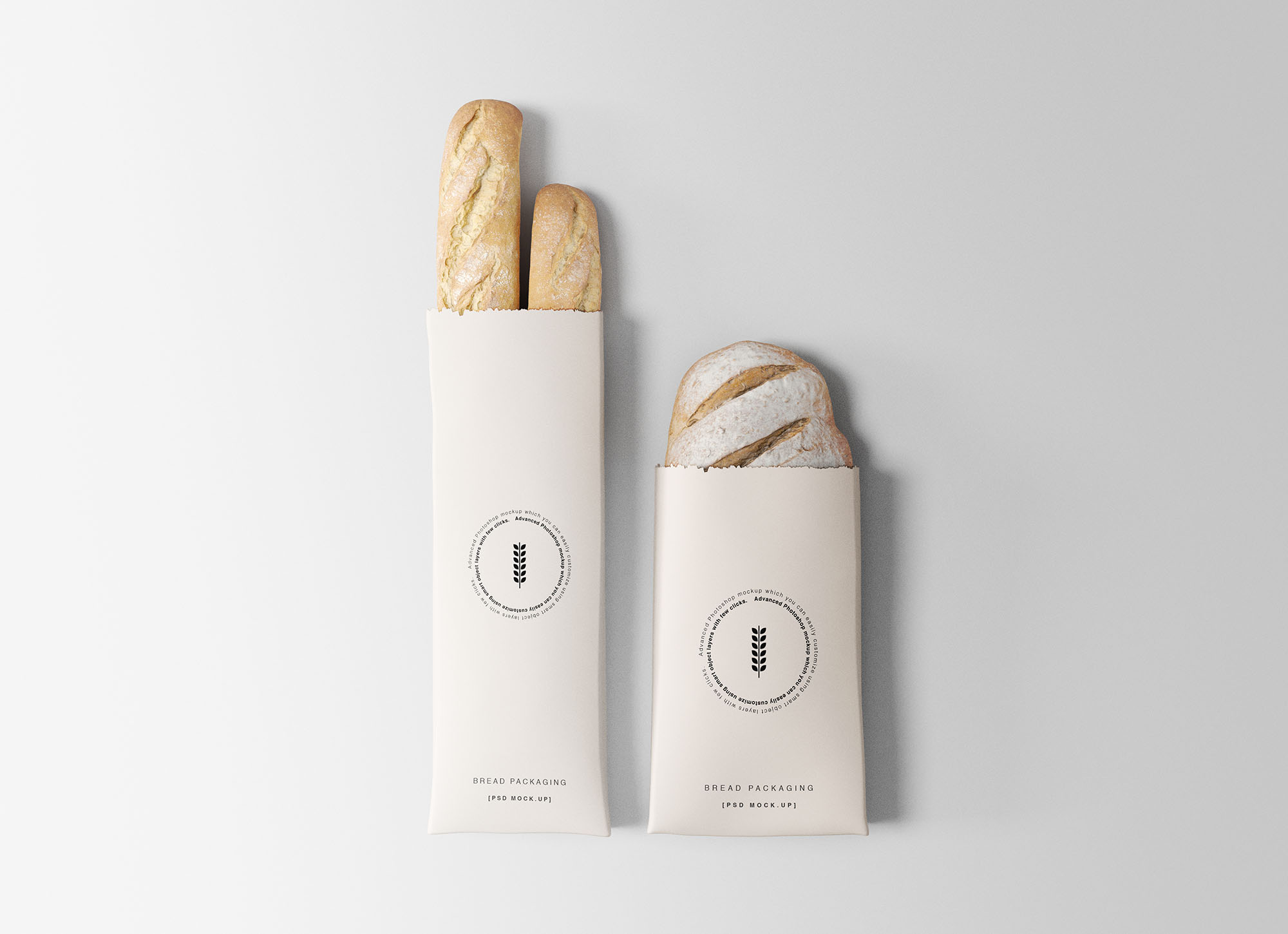 面包外带纸袋印刷设计图蚂蚁素材精选 Bread Packaging Mockup插图
